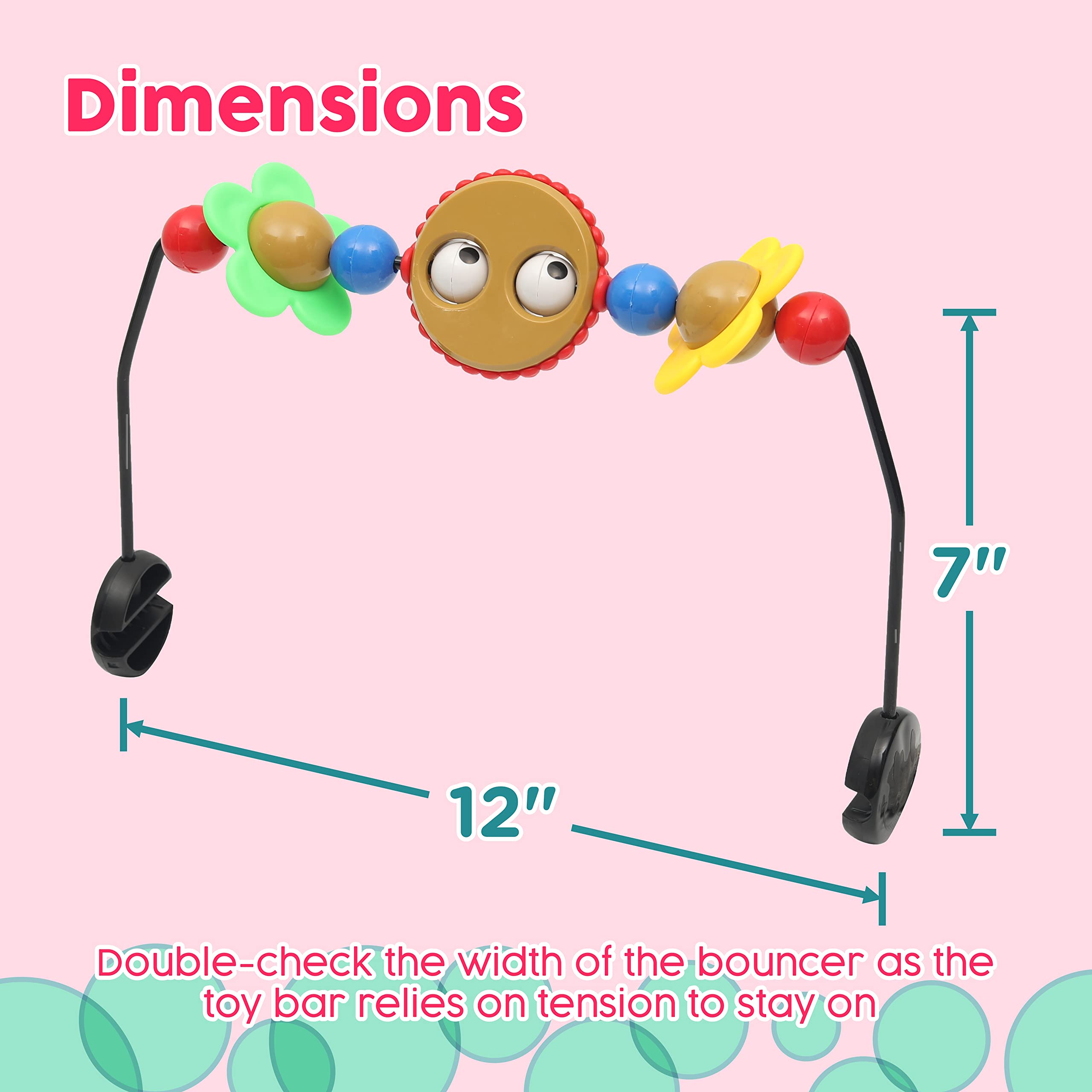 Googly Eyes Toy Bar for Baby Bouncer - Musical & Tinkling Balls, Safe Plastic Baby Bouncer Accessory - Easy to Install for Playtime & Sensory Development