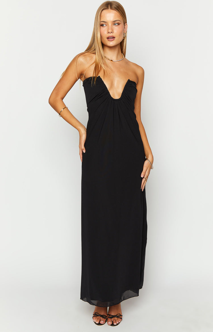 Braelyn Black Strapless Maxi Dress for Women - Elegant Formal Evening Gown for Weddings, Prom & Special Occasions
