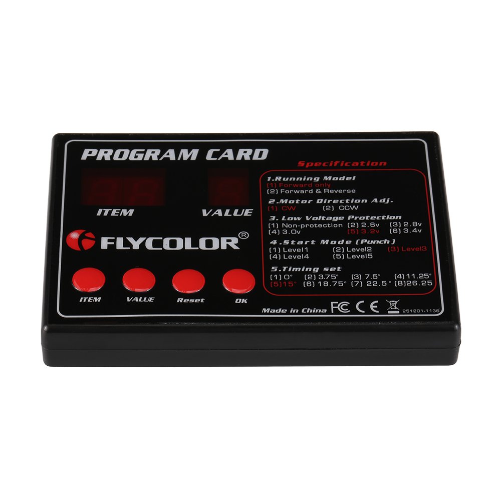 Flycolor Programming Card for RC Boats ESC - Electronic Speed Controller Programmer - Compatible with RC Cars, Drones & Watercraft - Easy Setup for Hobbyists & DIY Enthusiasts