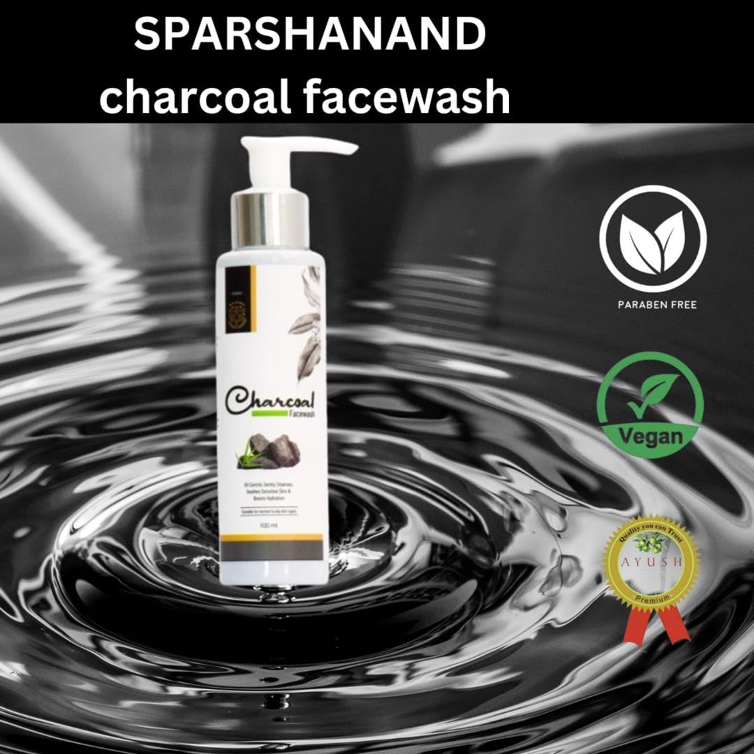 Sparshanand Activated Charcoal Face Wash for Oily Skin - Deep Detox & Exfoliating Cleanser with Brightening Formula | 100g | Perfect for Daily Skincare Routine & Acne-Prone Skin Care