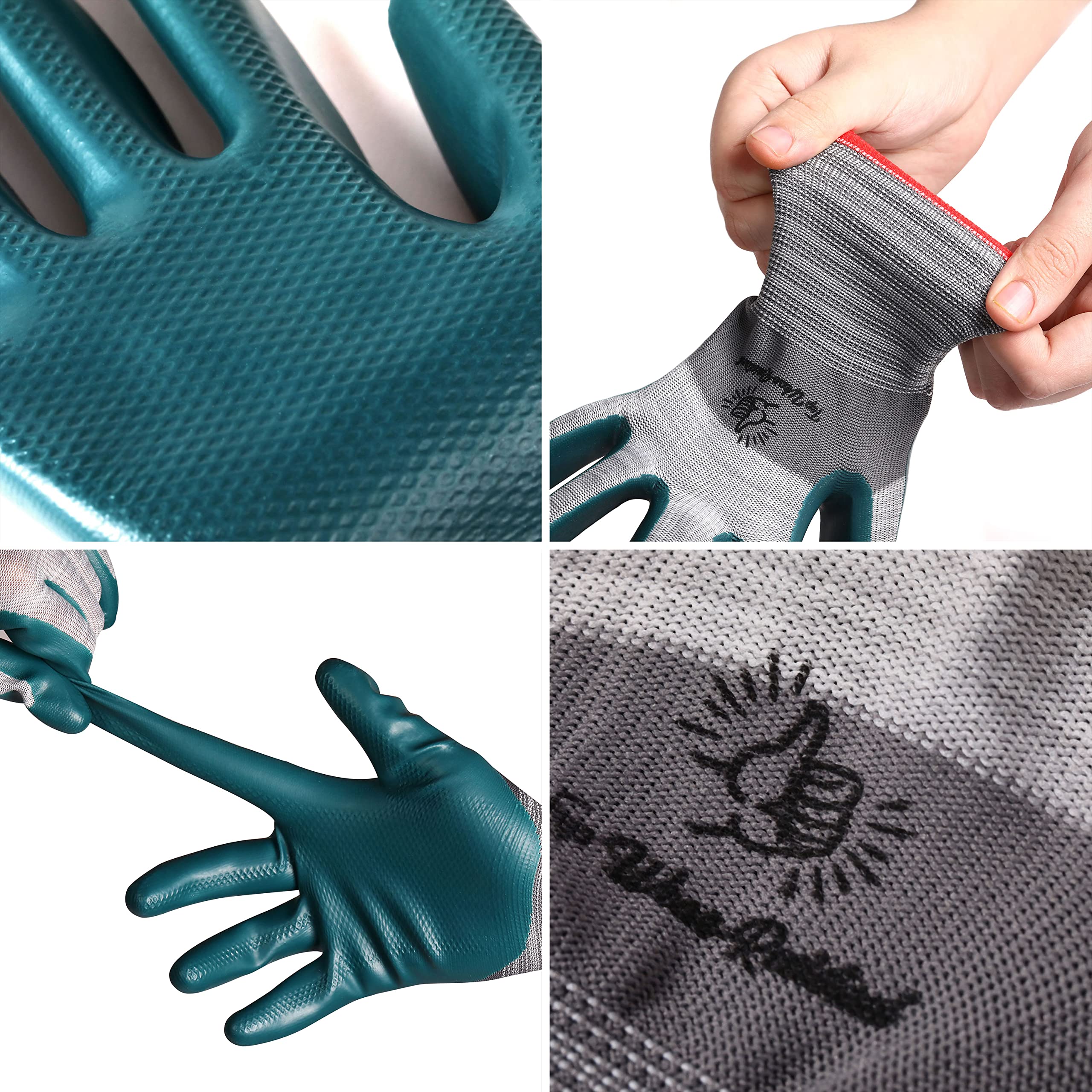 Breathable Rubber Gardening Gloves for Men & Women - 6 Pairs Set - Durable, Comfortable & Flexible for Planting, Weeding & Outdoor Work