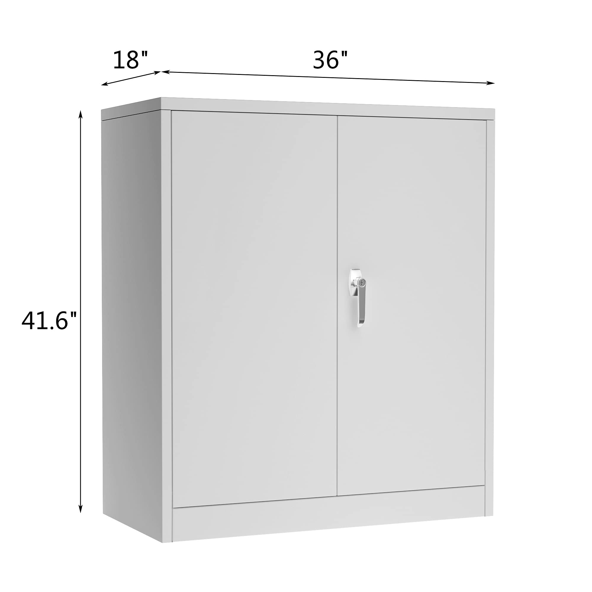 Grey Metal Storage Cabinet with Locking Doors - 41.6