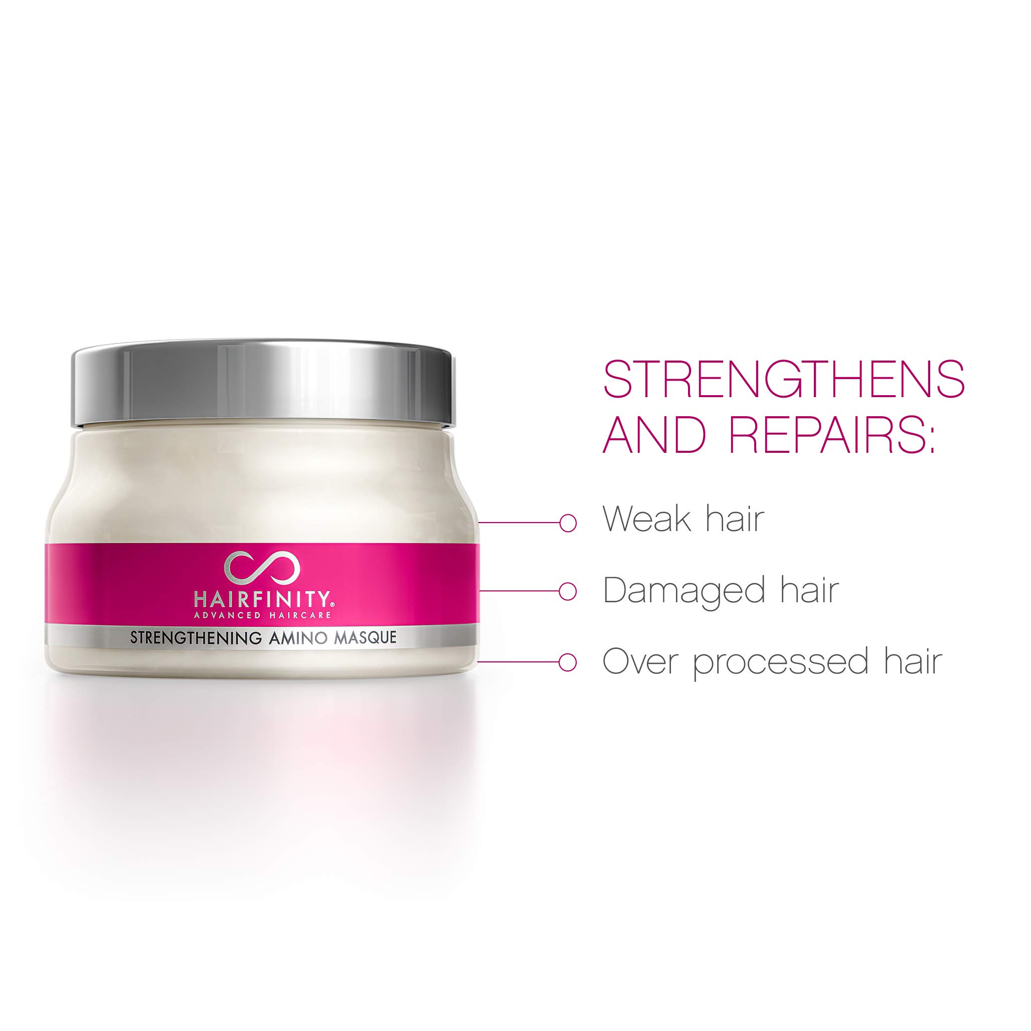 Hairfinity Hair Strengthening Amino Treatment Masque - Hydrating Deep Conditioner for Dry, Damaged Hair with Hydrolyzed Collagen & Keratin | Promotes Hair Growth & Repair | 8 oz | Perfect for Salon-Quality Treatment at Home