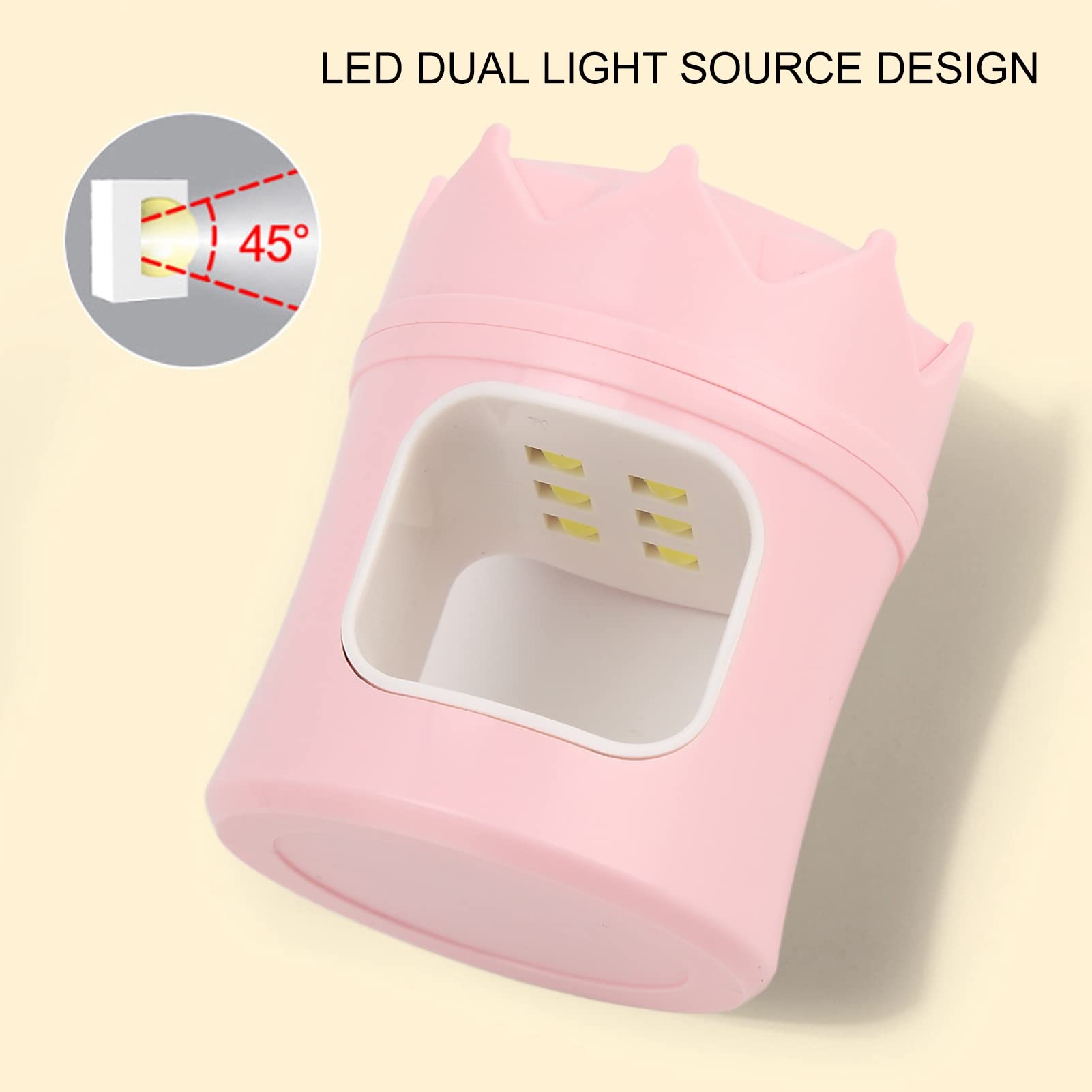 EXCLUZO Mini UV LED Nail Polish Dryer - Quick Cure Light for Gel Nails, Dual Light Source, Portable & Travel-Friendly, Fast Drying - Perfect for Home, Salon, and On-the-Go Manicures (Pink)