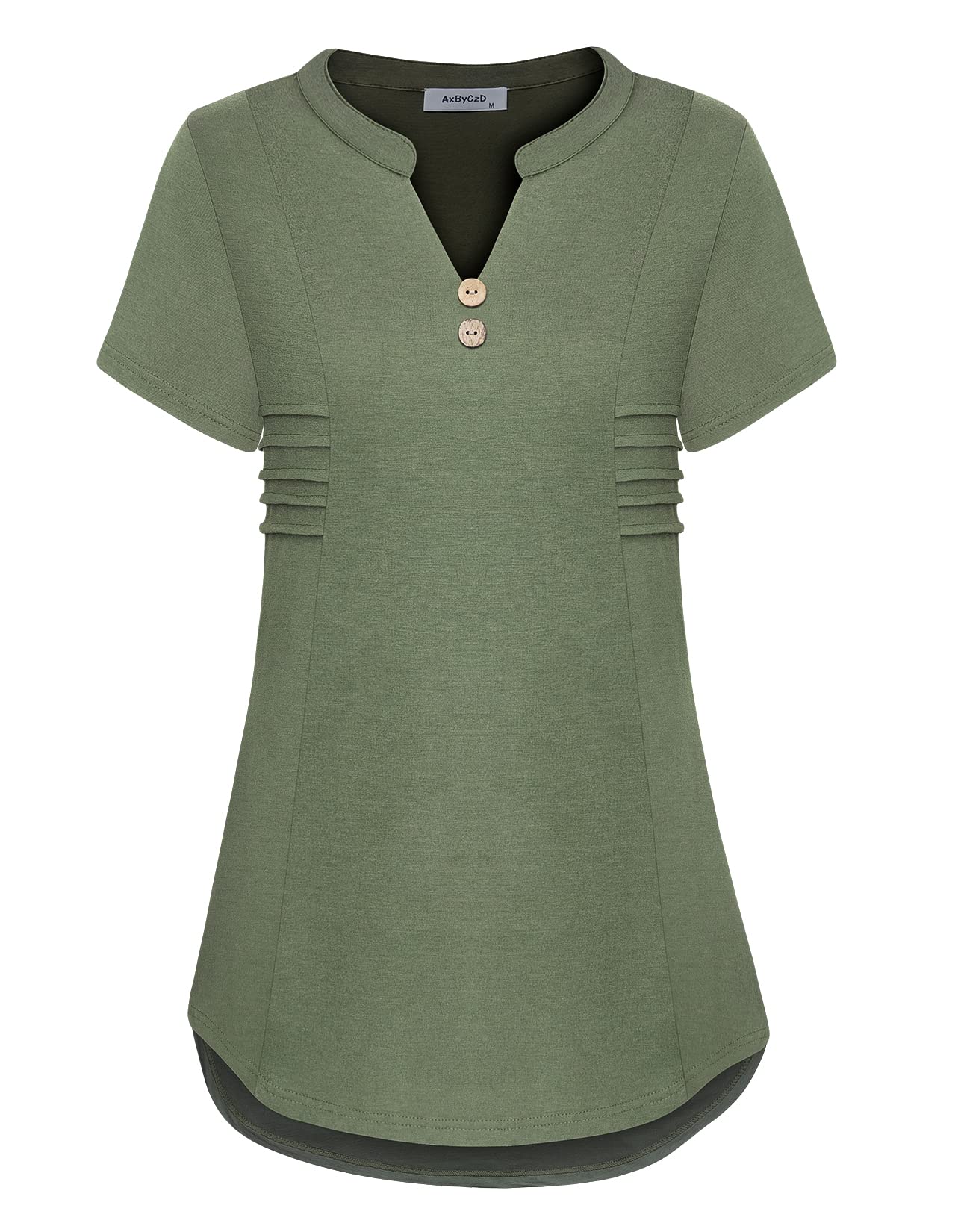 Women's Short Sleeve Shirts - Elegant Ruched V-Neck Tops for Casual & Dressy Occasions | Perfect for Office, Date Night & Summer Outfits