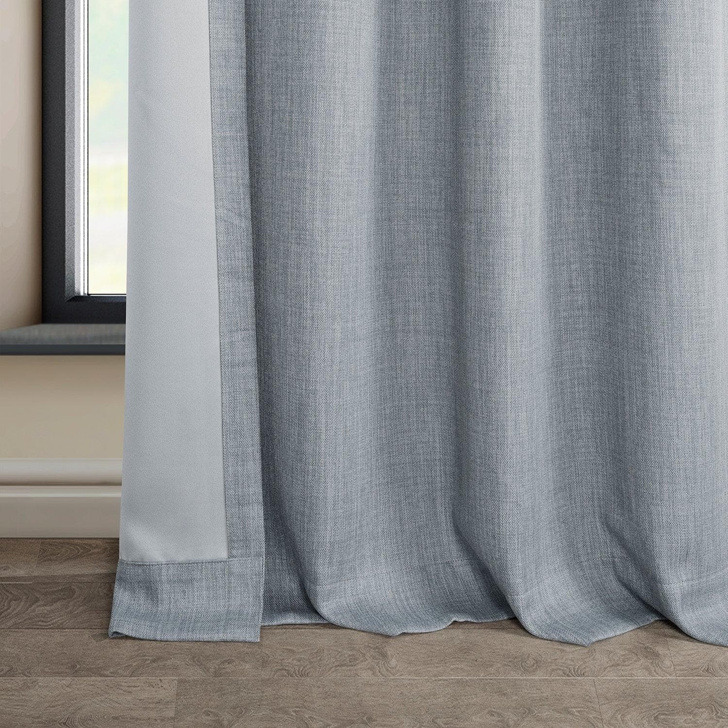 Heather Grey Grommet Textured Faux Linen Blackout Curtains for Bedroom - Thermal Insulated Window Drapes for Living Room & Nursery, Noise Reducing Room Darkening Panels (84 Inch Length)