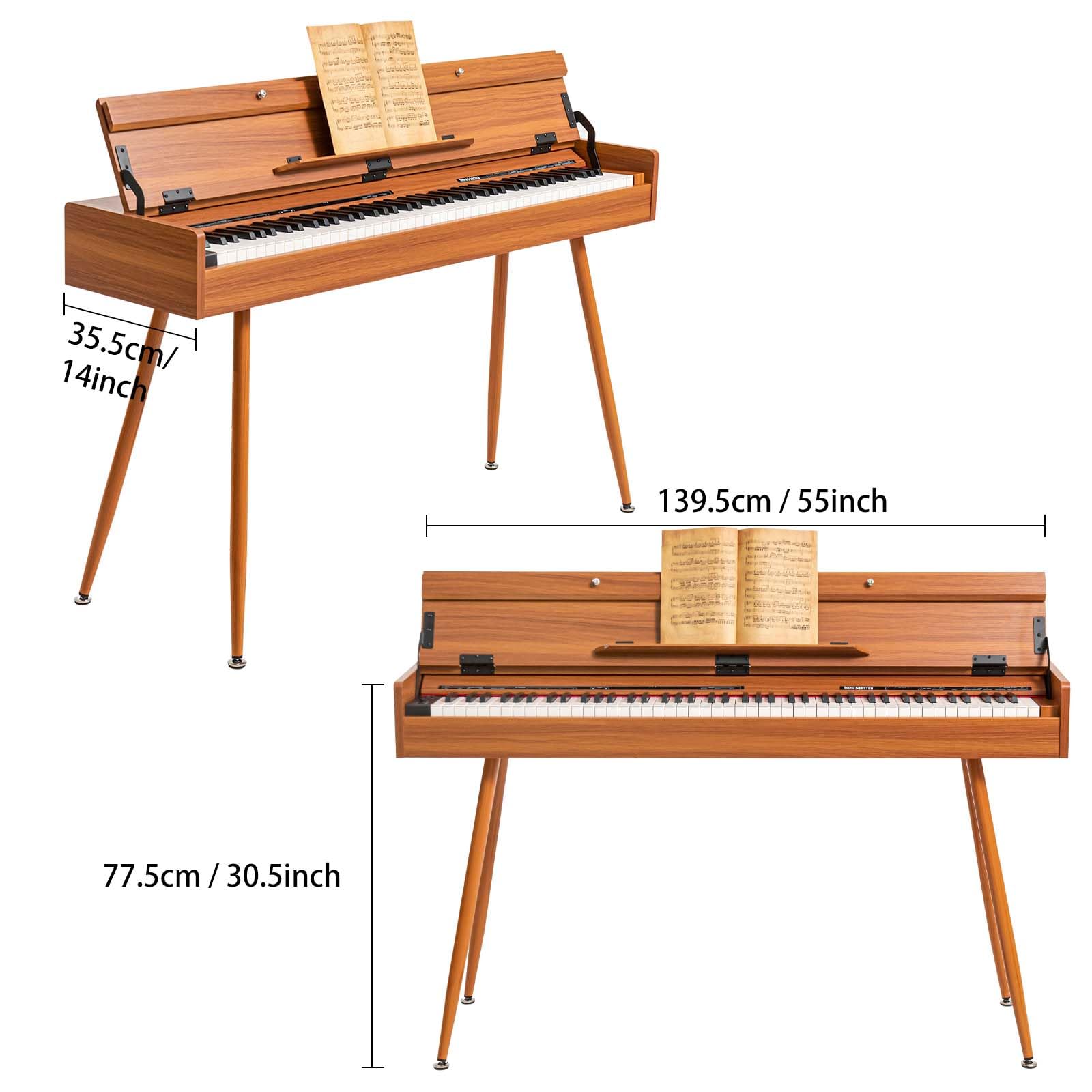 88-Key Weighted Digital Piano with Wooden Desk Design | Electric Piano Convertible to Desk & Vanity | Progressive Hammer-Action Keyboard for Beginners | MIDI Functionality | Ideal for Home Studios, Music Lessons & Small Spaces
