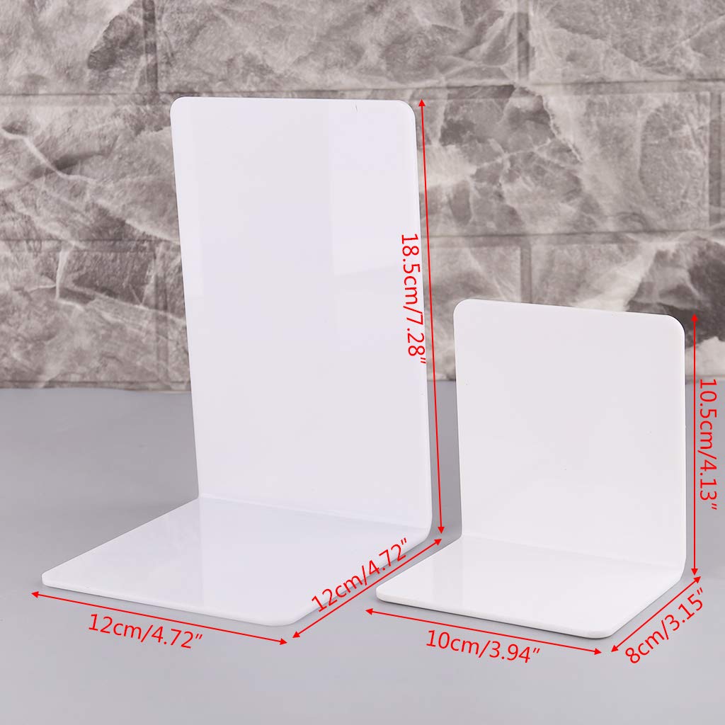 2Pcs Clear Acrylic Bookends - Heavy Duty L-Shaped Desk Organizer & Book Holder, Non-Skid Book Support for Office, Home, Library (2 Size Options) - Perfect for Shelves, Desks and Bookcase Organization