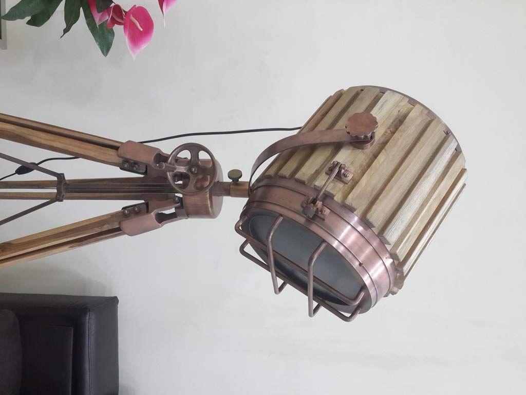 Hollywood Wooden Spotlight Floor Lamp - Vintage Home Decor for Living Room