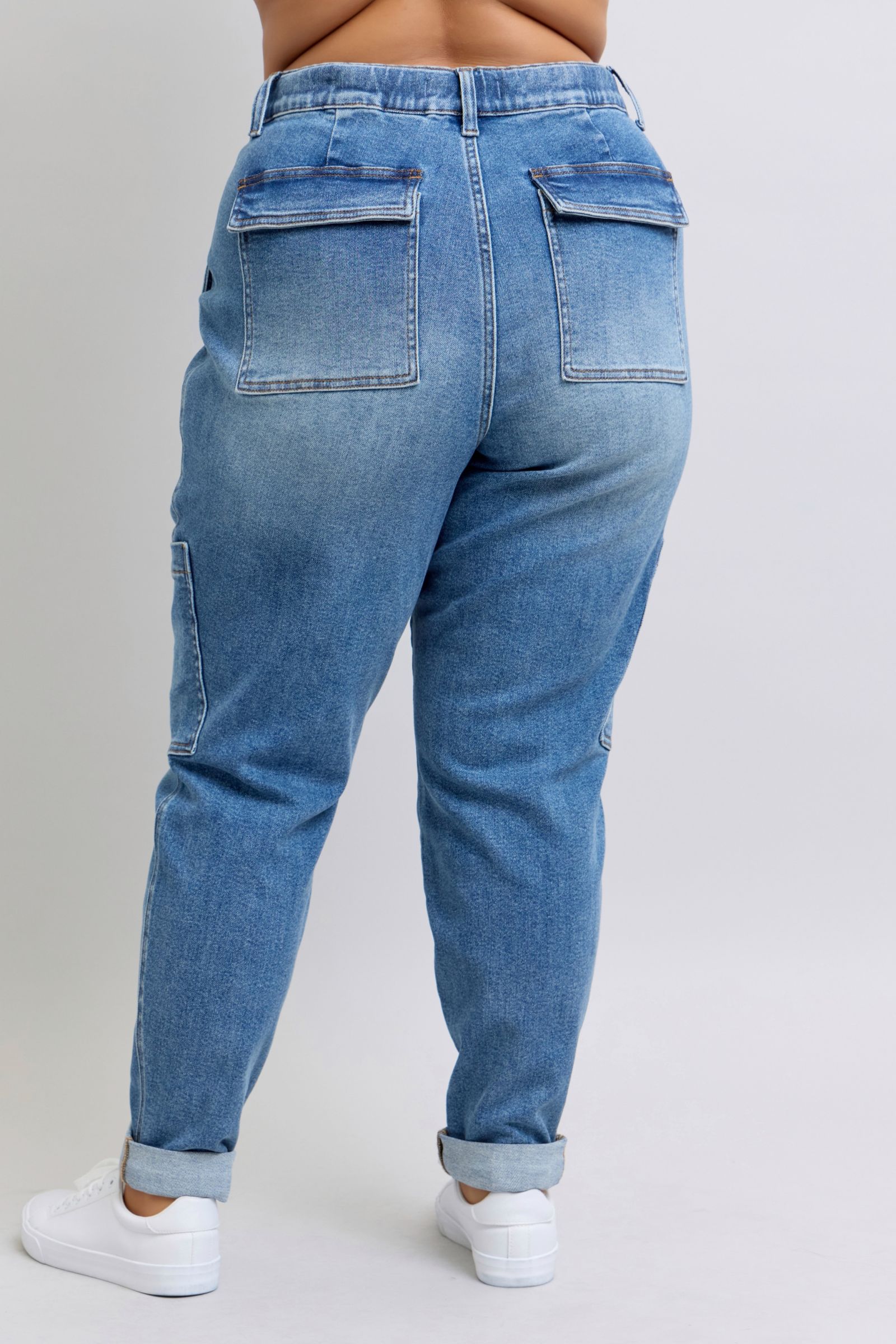 Clayton High Rise Cuffed Cargo Denim Jogger Pants for Women - Stylish & Comfortable Casual Wear for Running, Travel & Everyday Outfits