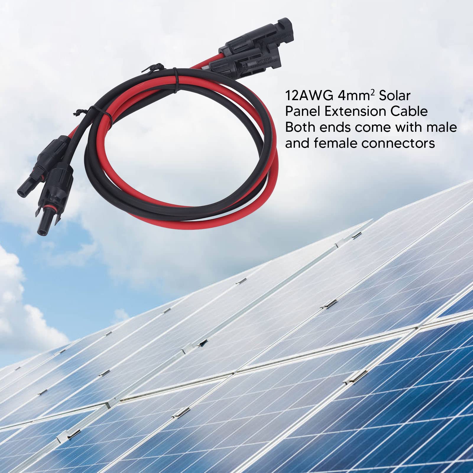 4mm² Industrial Solar Extension Cord - IP68 Waterproof Solar Cable (2-Pack) - Perfect for Outdoor Solar Panels, Garden Lights & RV Power
