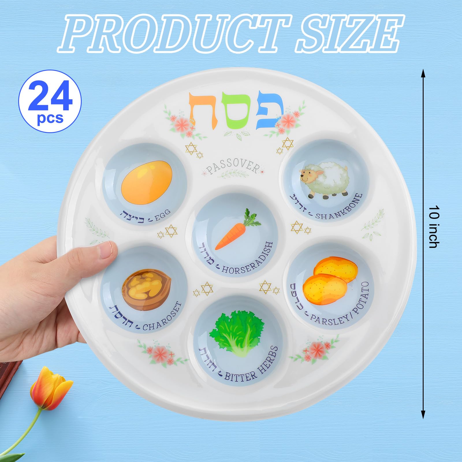 24-Piece Plastic Passover Seder Plate Set - 10