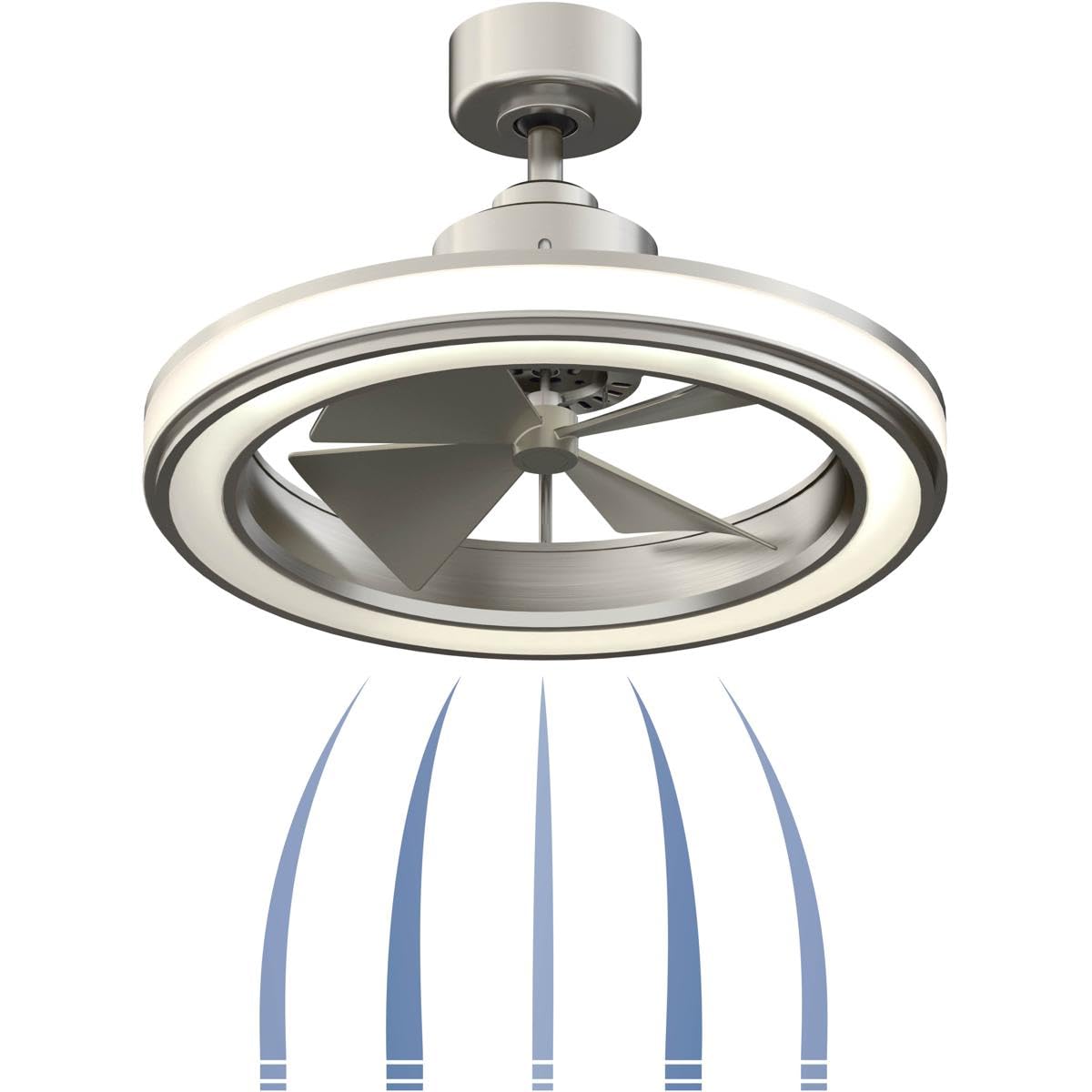 Fanimation Gleam 16 Inch Brushed Nickel Ceiling Fan with LED Light Kit - Indoor/Outdoor Use, Energy Efficient, Quiet Motor - Perfect for Bedroom, Living Room, Patio & Covered Porches (14.91x23.70x23.70)