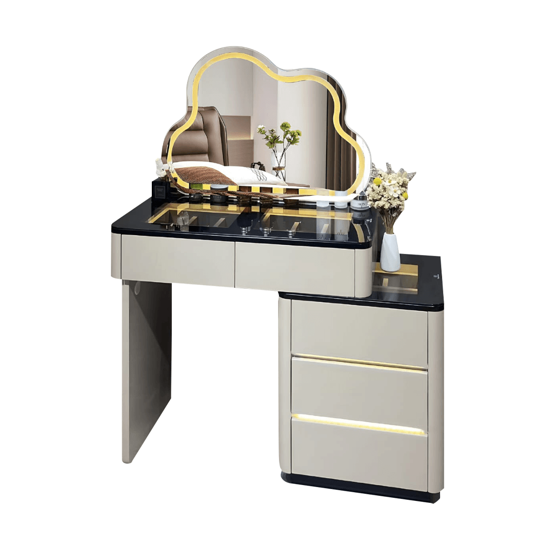 Kiara Extendable Vanity Dressing Table with Mirror - Adjustable Height Makeup Desk for Bedroom, Bathroom & Salon - Perfect for Small Spaces & Home Organization