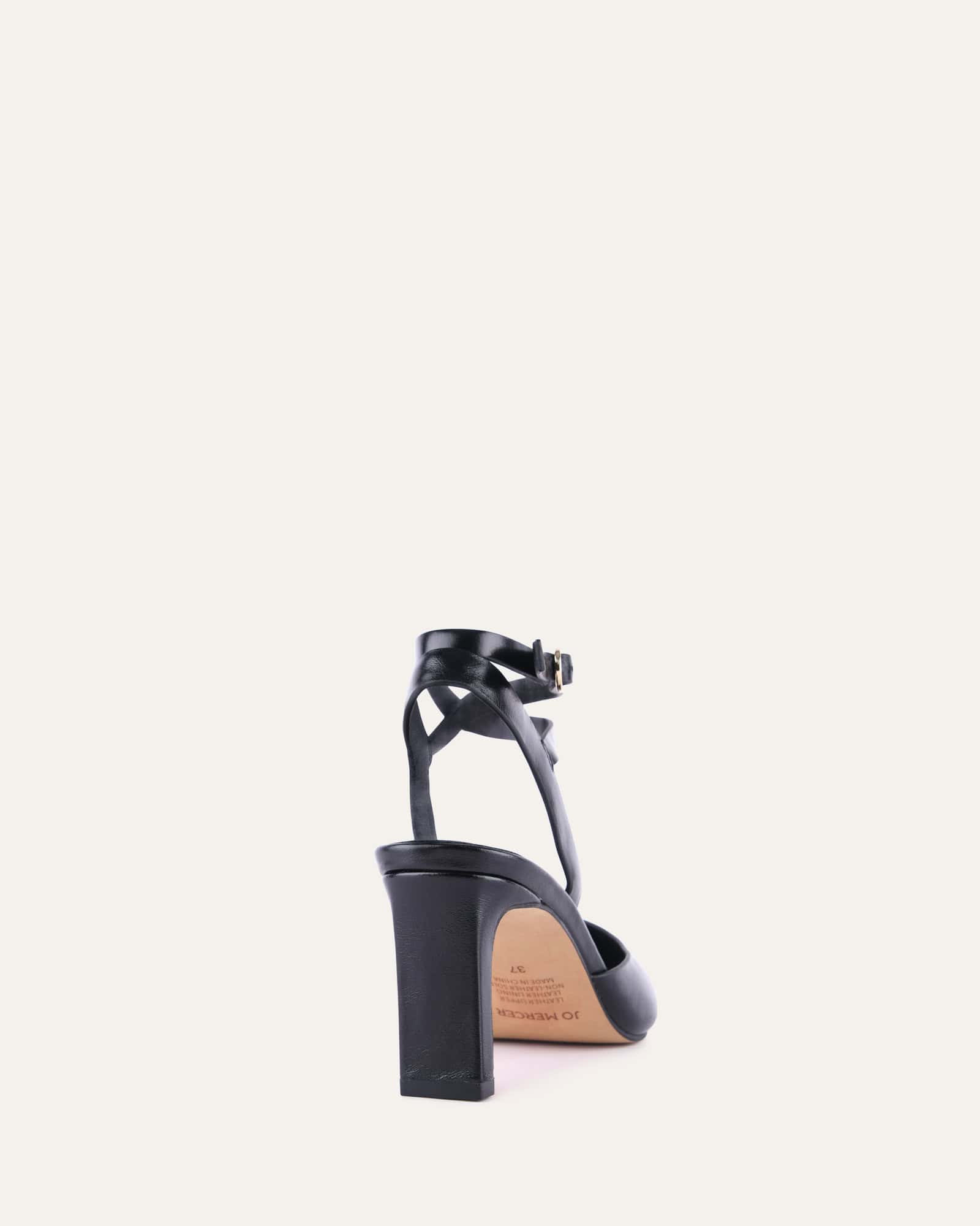 KHLOE Black Leather Mid Heel Pumps - Women's Fashion Shoes for Office, Party & Special Occasions