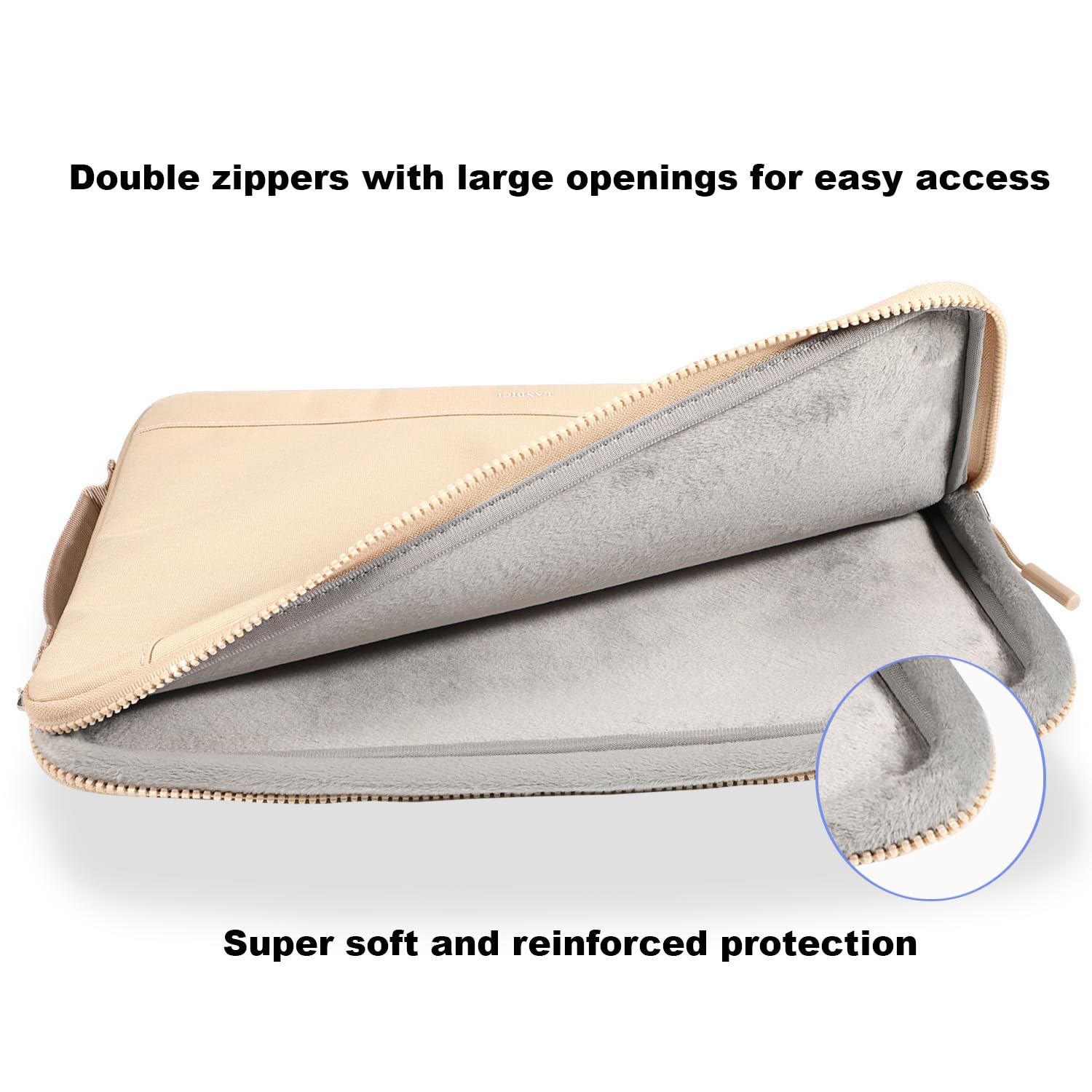 360° Protective Laptop Sleeve Case for 14-15 Inch Laptops - Waterproof Slim Computer Cover Compatible with MacBook Air M2 15, MacBook Pro 14/15, Chromebook 14/15, Asus Vivobook 14 - Apricot Color - Perfect for Travel, Work & School