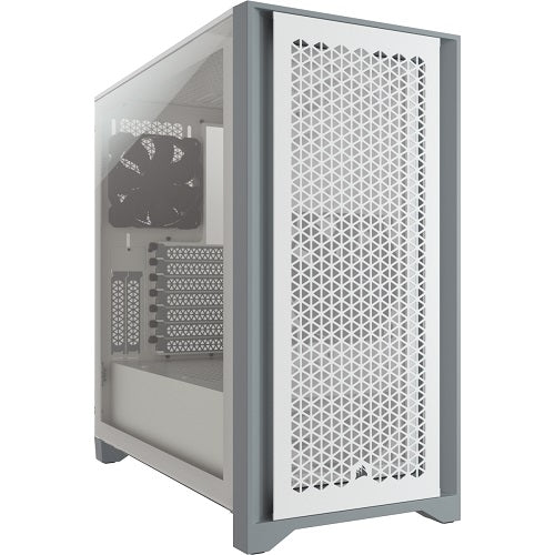 4000D AIRFLOW Tempered Glass Mid Tower ATX PC Case - White with 2x120mm RGB Fans | High Airflow Gaming Computer Case for Streamers & Content Creators | Perfect for Home Office & Esports Setup