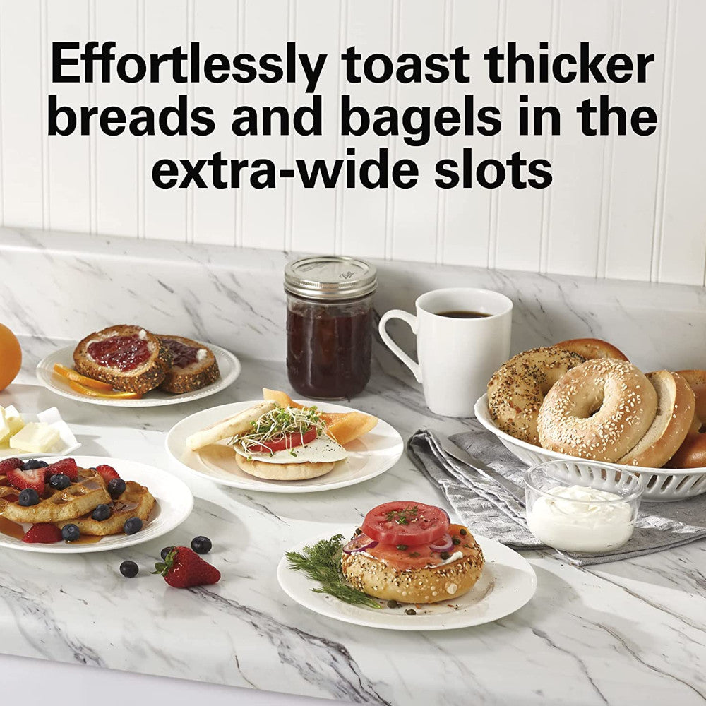 Hamilton Beach Extra Wide 4-Slot Toaster with Defrost & Bagel Functions (Model 24633C) - Perfect for Breakfast, Bagels & Frozen Foods