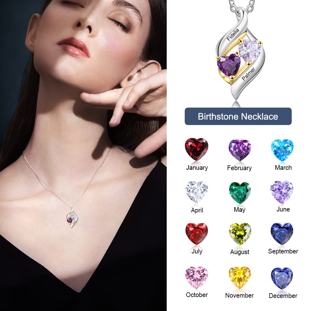 Personalized Birthstone Necklace for Women - Custom Name Necklace for Mom, Grandma - Mother's Day Gift Idea - Perfect for Anniversaries, Birthdays & Special Occasions