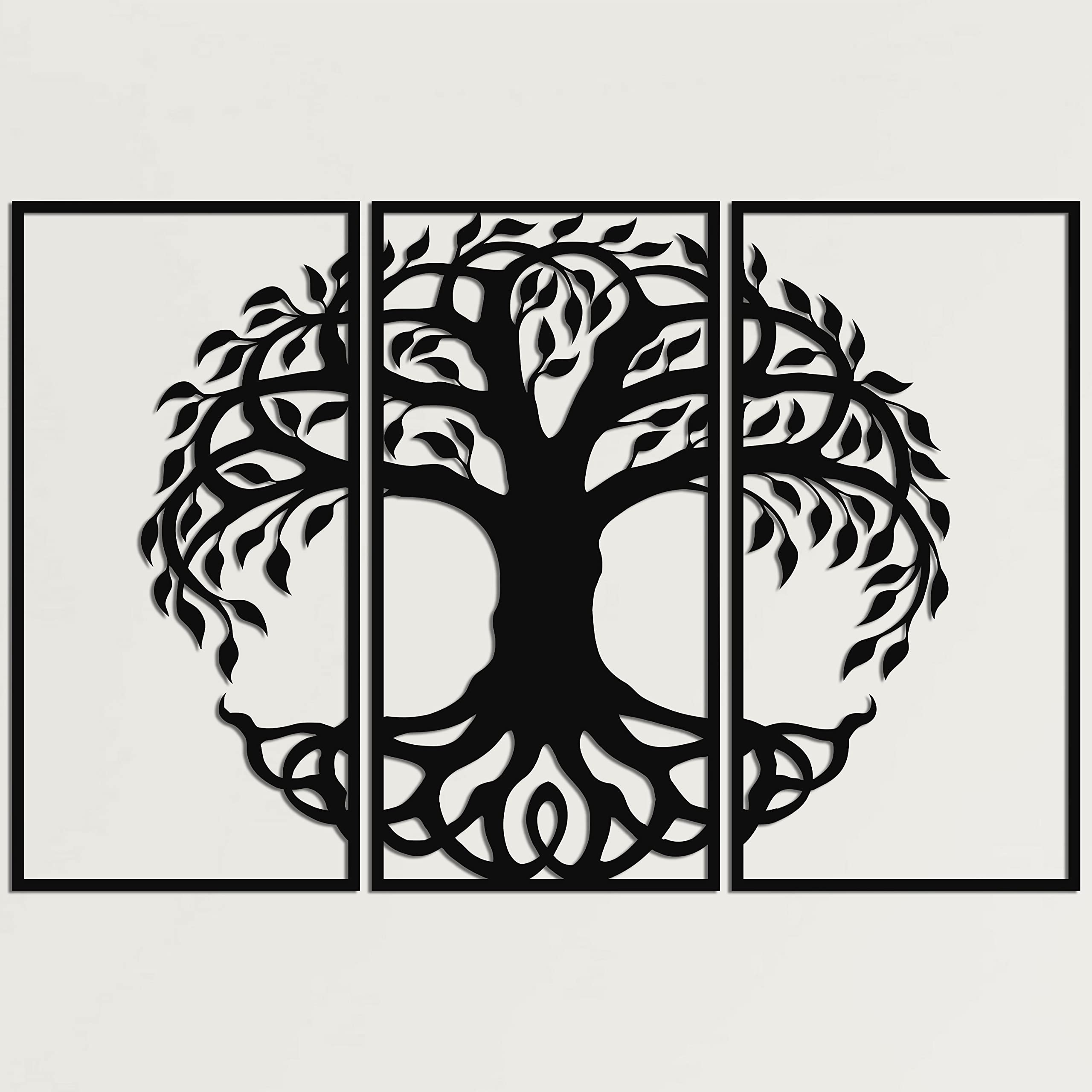 DEKADRON Metal Wall Art - Tree of Life 3 Panel Set, Modern Metal Tree Wall Decor for Living Room, Bedroom & Office, 43