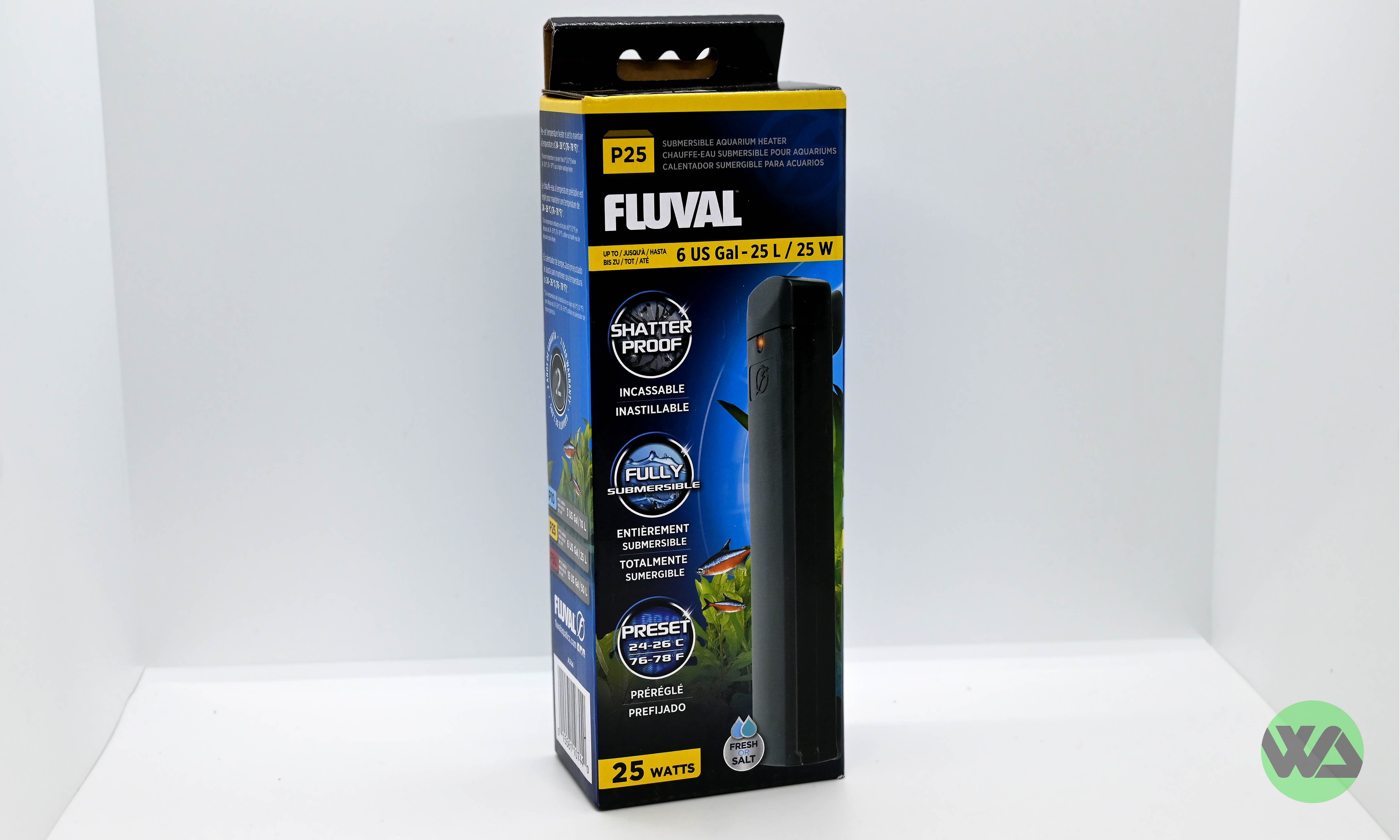 Fluval P Series Aquarium Heater - 10W, 25W, 50W Submersible Fish Tank Heater with Adjustable Thermostat | Perfect for Freshwater & Saltwater Tanks, Tropical Fish & Coral Reef Aquariums