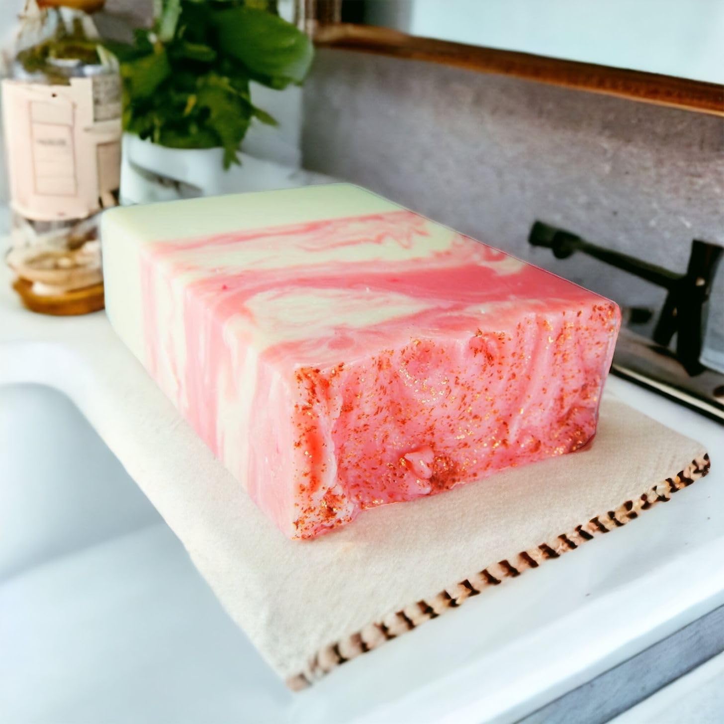 UKIYO Natural Handmade Vegan Soap Bar (120g) with Rose Water for Clear & Glowing Skin - Gentle Cleansing for Face & Body, Perfect for Daily Use & Sensitive Skin Care