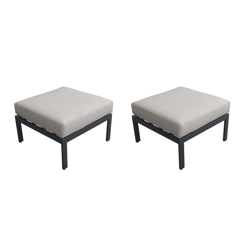 TK Classics Lexington Patio Ottoman in Ash (Set of 2) - Outdoor Furniture for Patio, Garden, Poolside & Deck - Water-Resistant & Durable