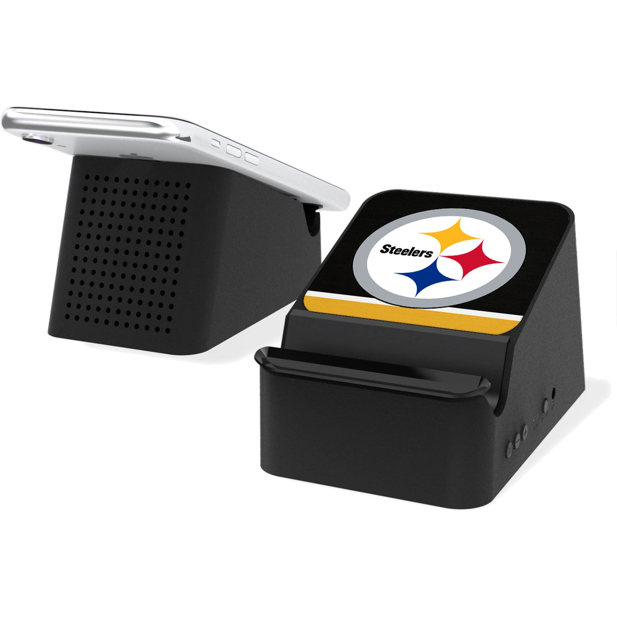 Pittsburgh Steelers Wireless Charging Station & Bluetooth Speaker - Fast Qi Charger with Premium Sound for Home, Office, and Game Day Parties