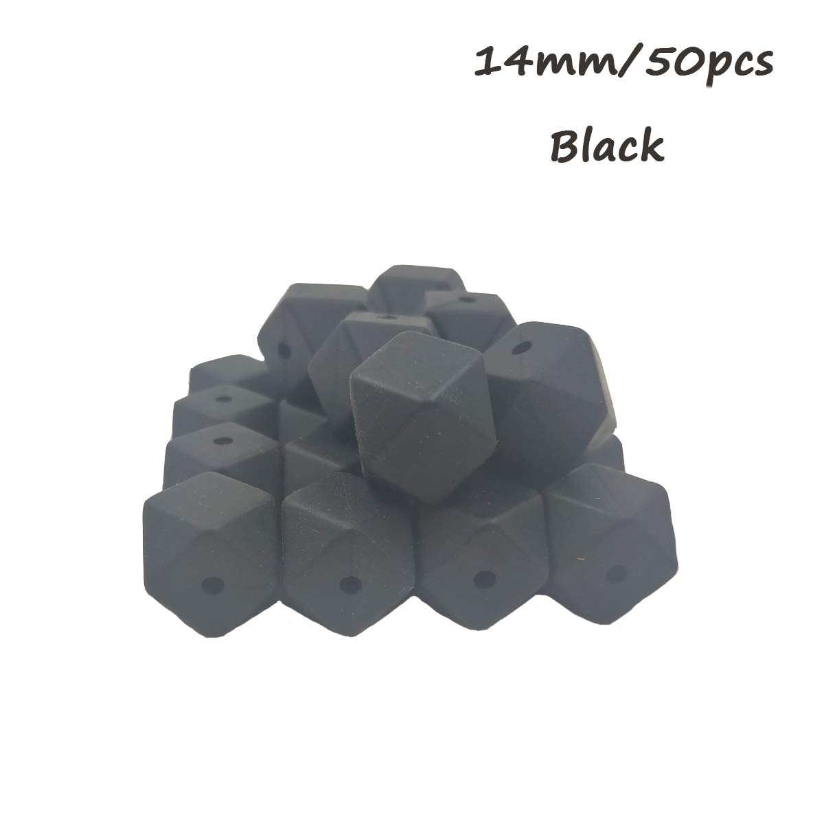 Hexagonal Silicone Beads 14mm for Jewelry & Keychain Making - 50pcs Bulk Craft Beads