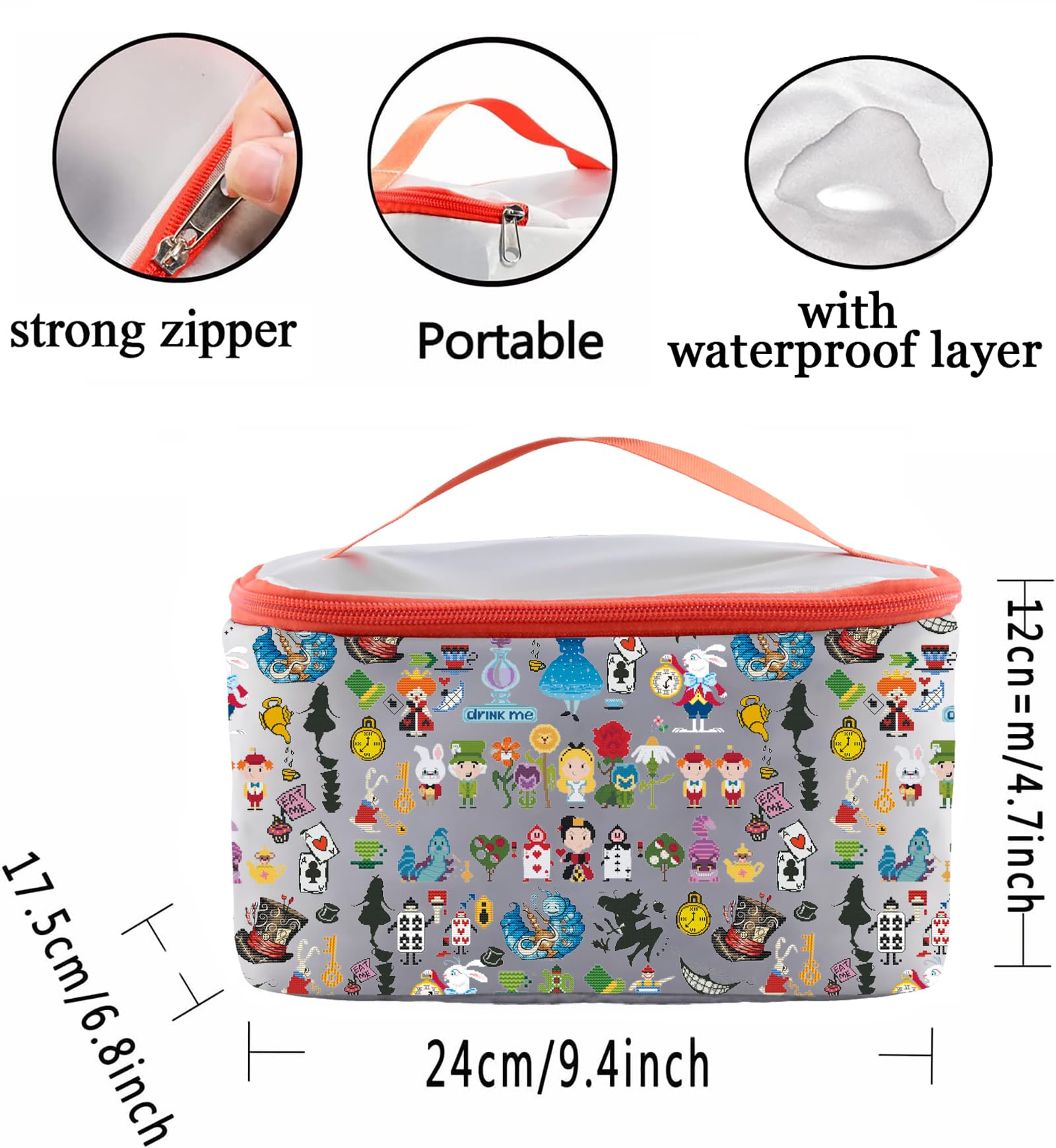 PXTIDY Alice in Wonderland Themed Makeup Bag - Cute Cartoon Cosmetic Organizer for Alice Fans, Perfect Gift for Cosplay & Travel | Fairy Tale Inspired Beauty Storage Case