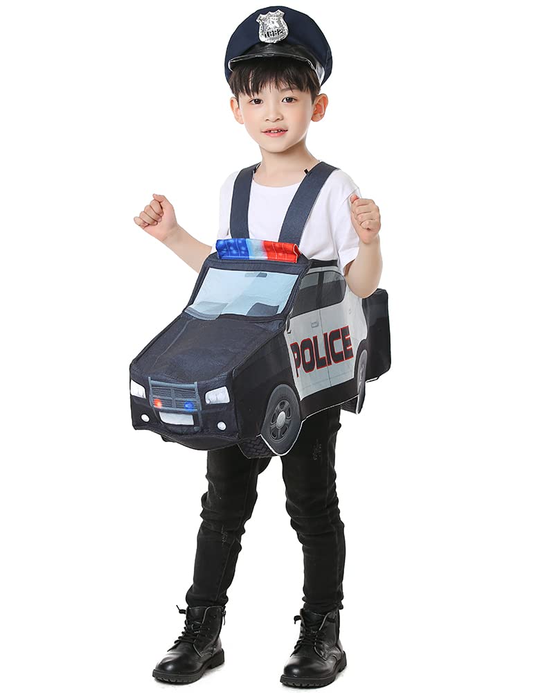 Police Car Costume for Toddlers 3-5 Years - Kids Role Play Dress Up for Halloween, Christmas & Birthday Parties