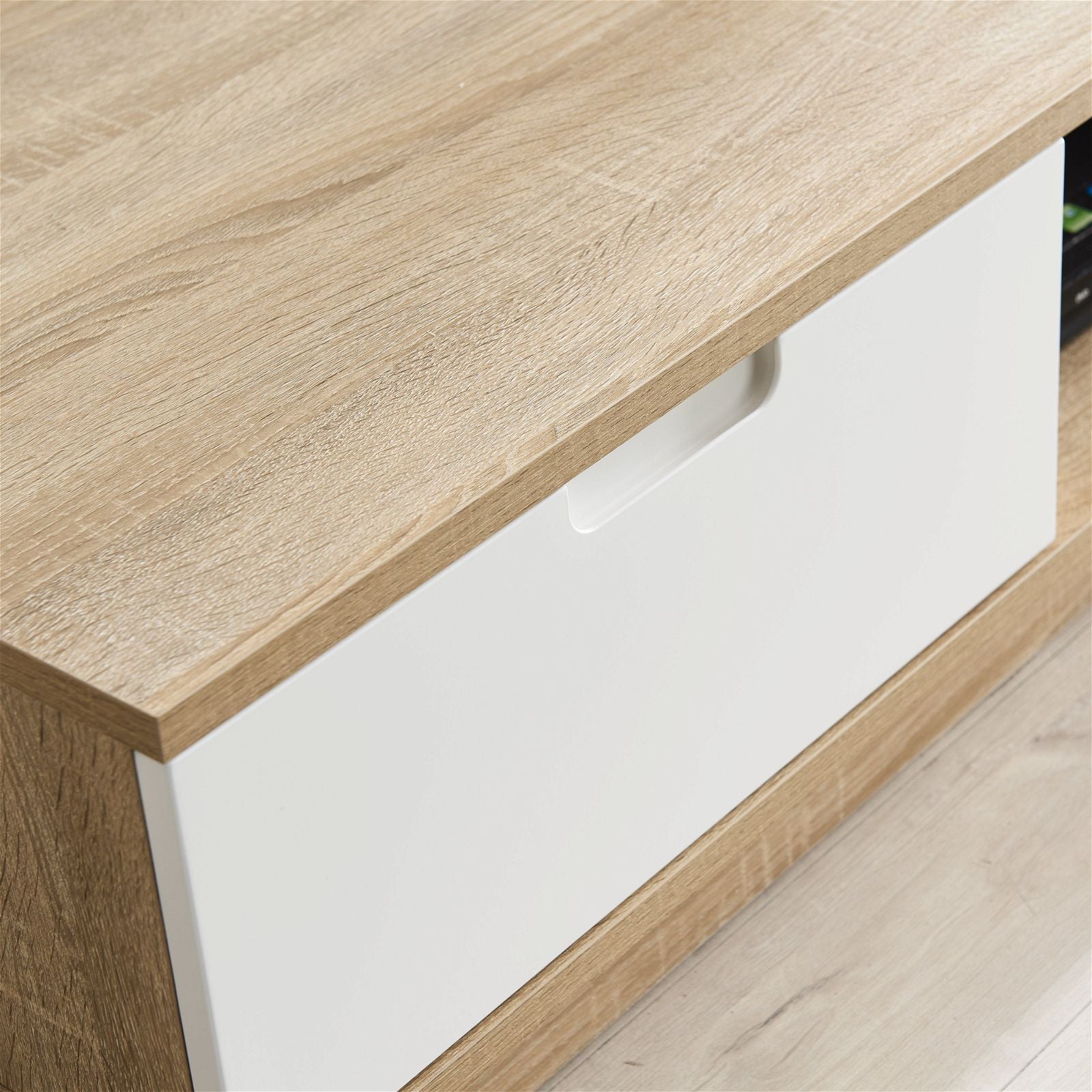 TAURIS RIO2200LL Solid Oak Entertainment Center - Modern TV Stand with Storage for Living Room, Bedroom & Home Theater