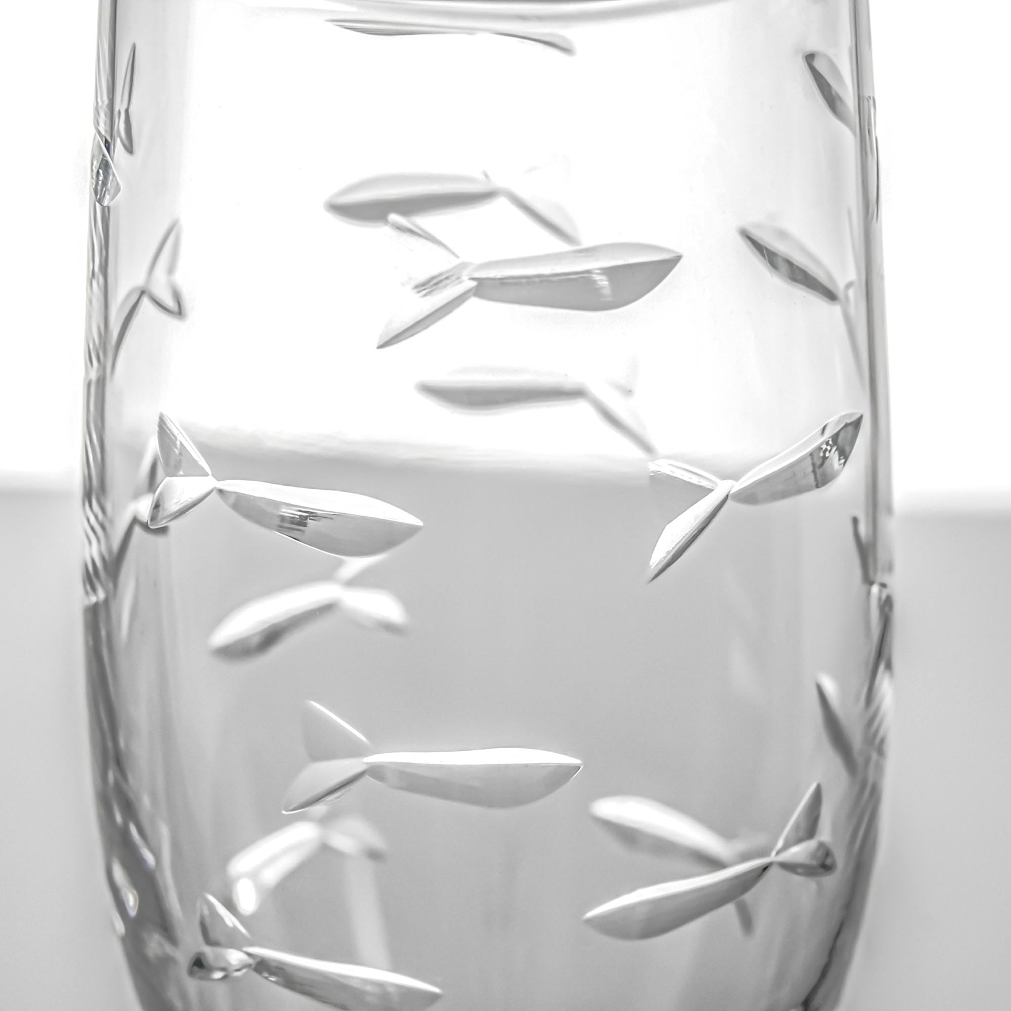 Premium Rolf Glass School of Fish 8oz Champagne Flutes - Set of 4 Lead-Free Crystal Clear Etched Flute Glasses | Handcrafted in USA | Perfect for Weddings, Anniversaries & Special Celebrations