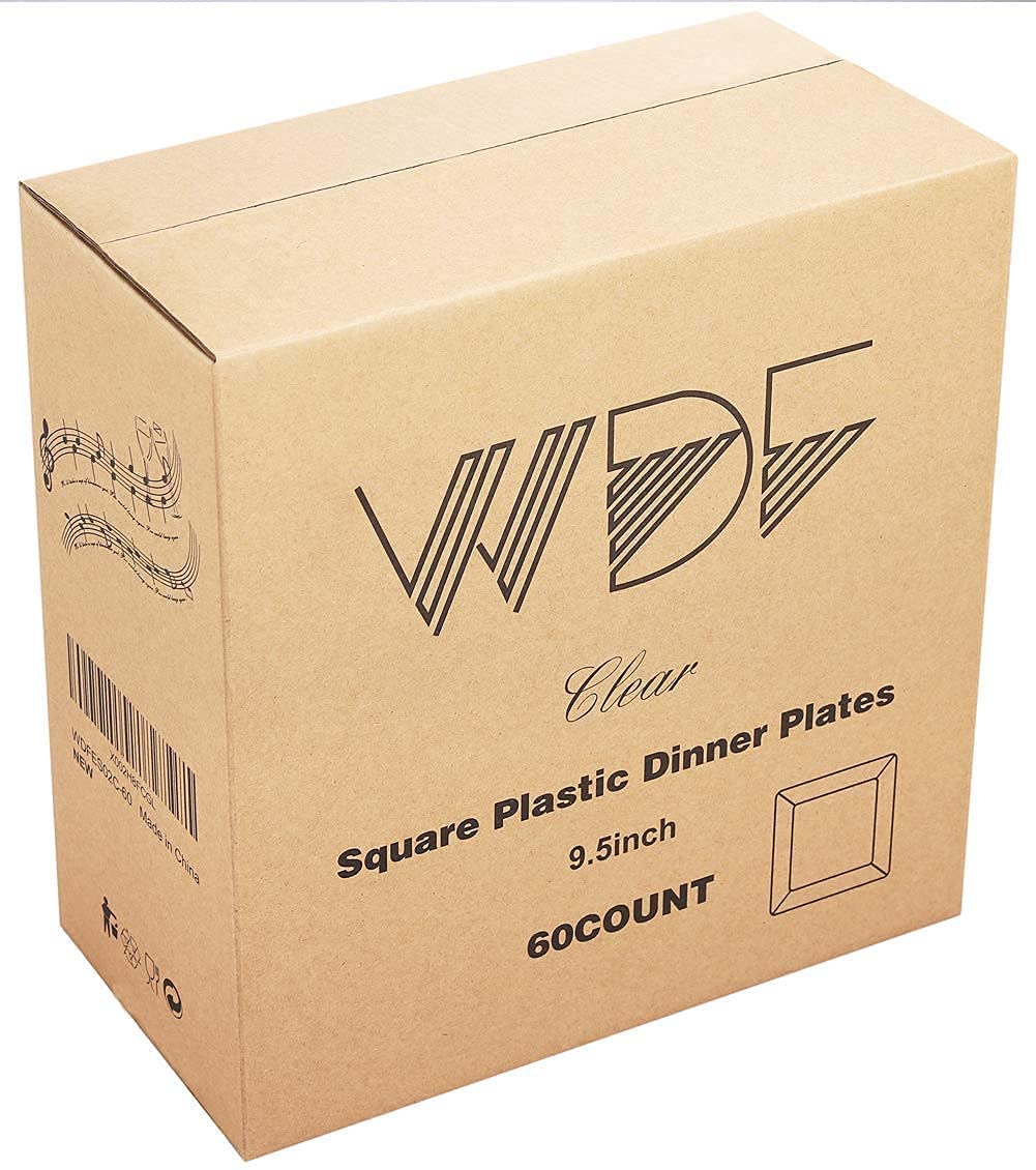 100PCS Clear 6-Inch Square Disposable Plastic Plates & 60PCS 9.5-Inch Clear Square Disposable Plates - Perfect for Parties, Picnics, BBQs, and Events