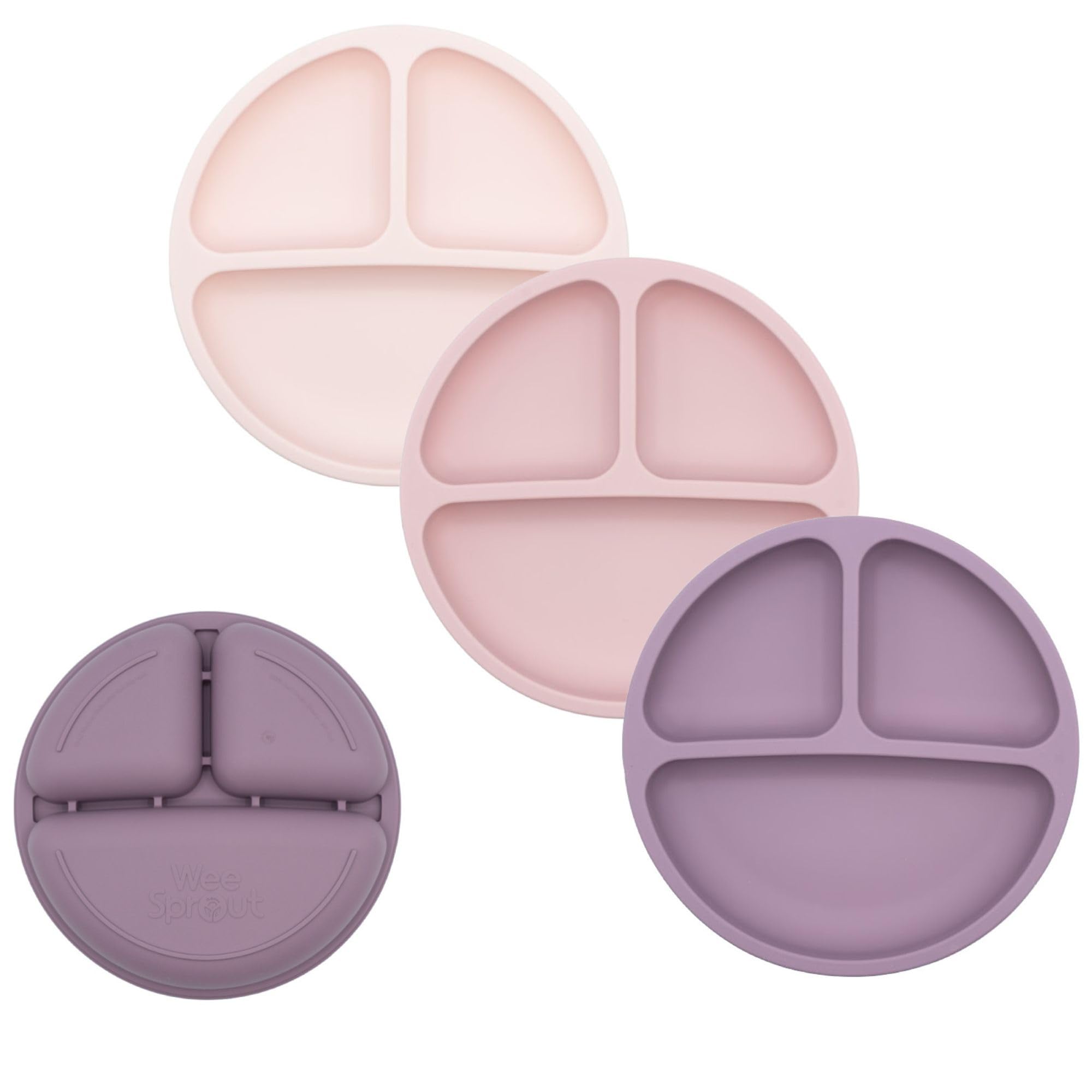 WeeSprout Silicone Divided Plates for Toddlers & Kids - 100% Food Grade, BPA-Free, Dishwasher & Microwave Safe Baby Plates - Perfect for Home, Travel, and Daycare Use