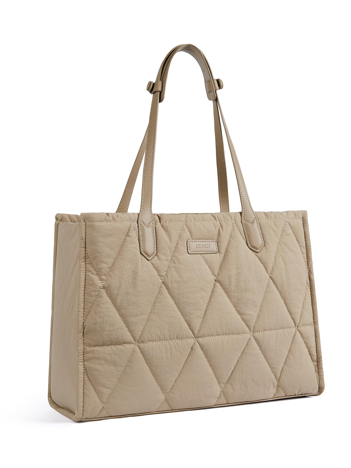 CLUCI Quilted Puffer Tote Bag for Women - 15.6 Inch Laptop Shoulder Bag, Work Briefcase & Travel Handbag - Stylish Office Commuter, Business Trip & Weekend Getaway Essential