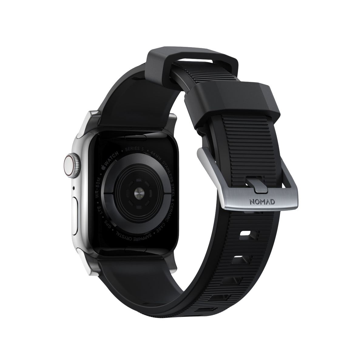 Premium Nomad Rugged Band for Apple Watch 45mm - Silver Stainless Steel Hardware | Durable Sport Strap for Outdoor Activities, Workouts & Everyday Wear