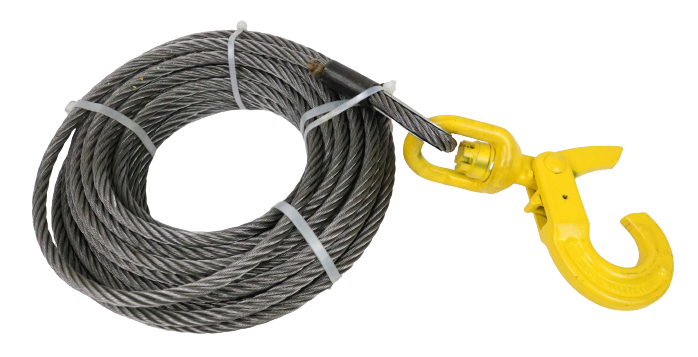 3/8 x 100' Fiber Core Winch Cable with Self-Locking Swivel Hook - Heavy Duty Towing & Recovery Rope for ATV, UTV, Jeep, Truck, and Off-Road Vehicles