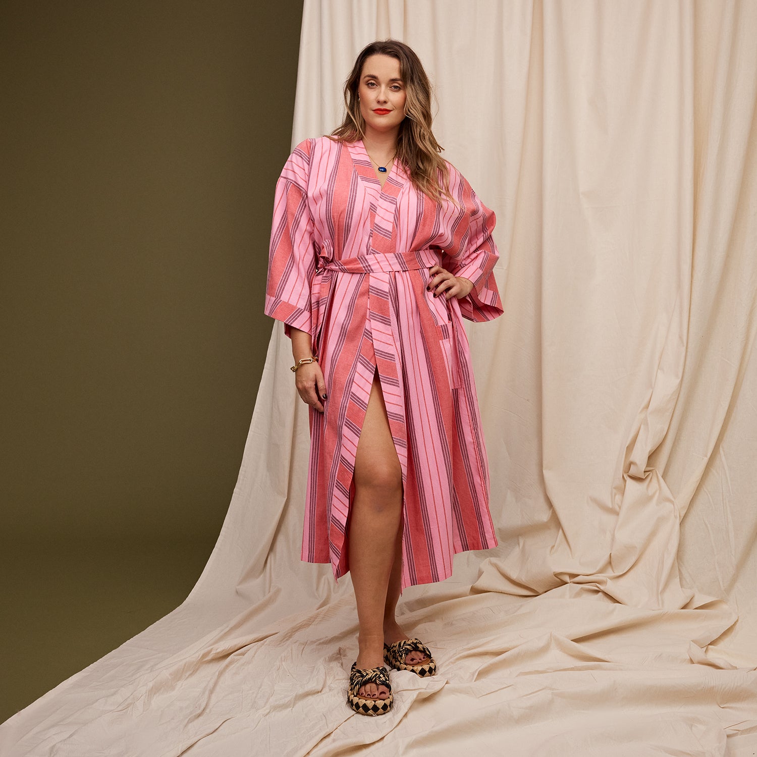 Brigitte Cotton Bath Robe for Women - Soft & Absorbent Scarlet Red Kimono Style Bathrobe - Perfect for Spa, Lounge & After Shower Relaxation