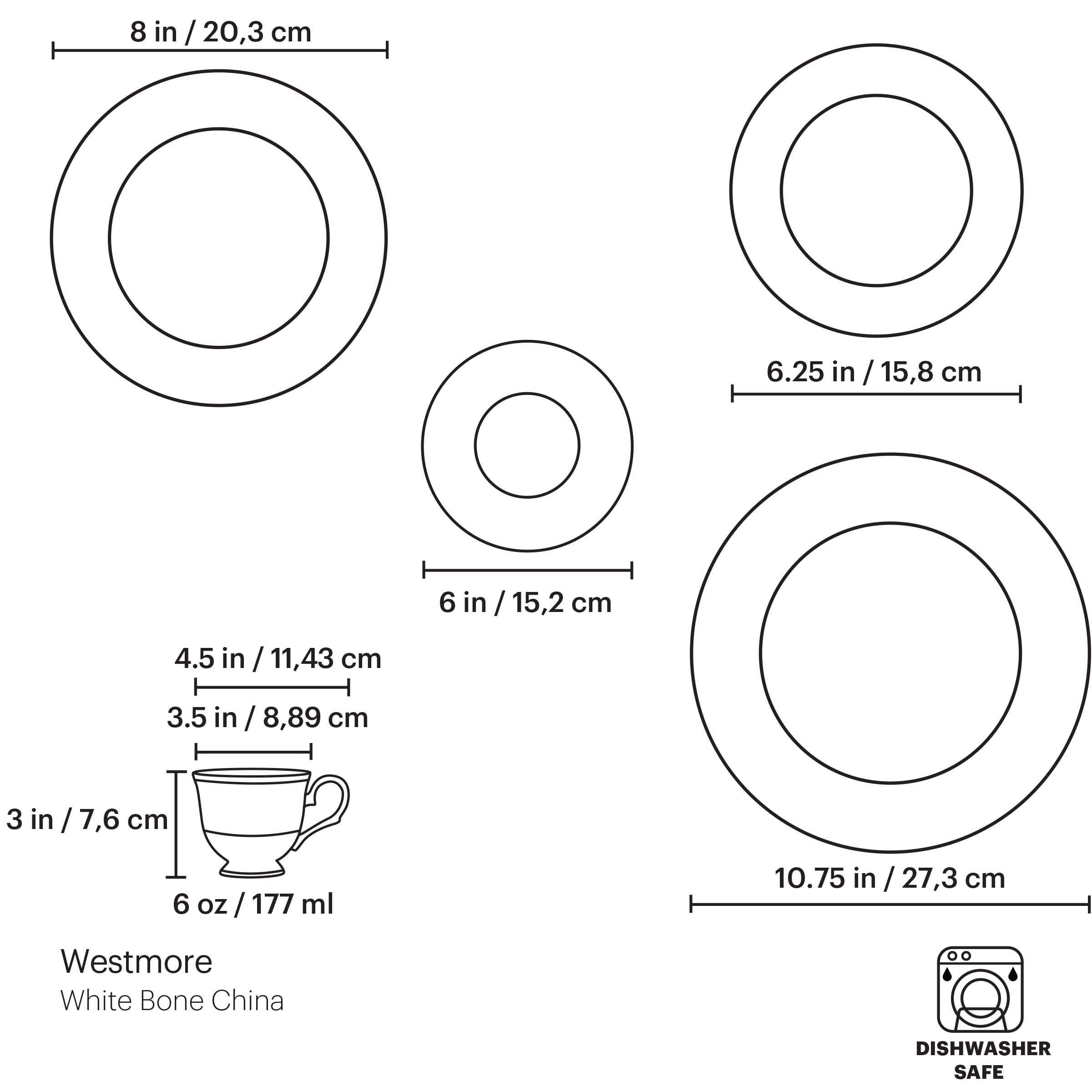 Lenox Westmore 5-Piece Dinner Plate Set - Elegant White Porcelain Tableware for Formal Dining & Special Occasions