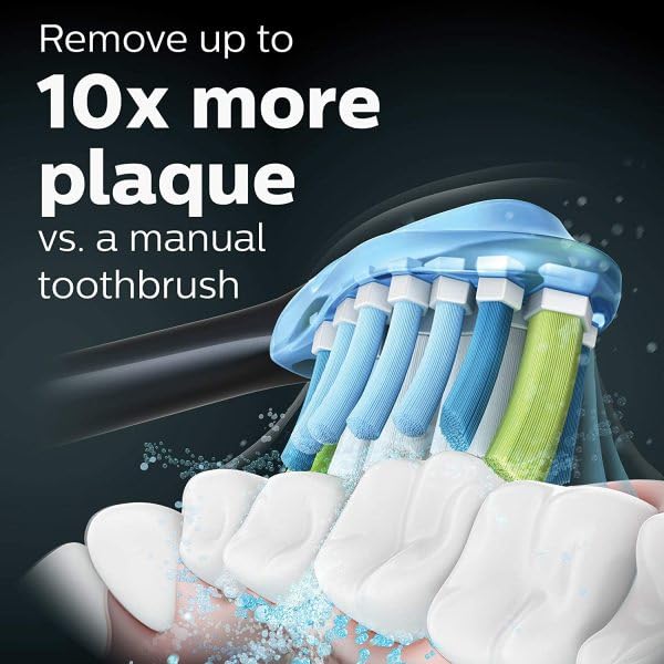Philips Sonicare ExpertClean 7500 Black Rechargeable Electric Toothbrush with Pressure Sensor & 3 Modes - HX9690/05 for Deep Cleaning & Gum Care at Home or Travel