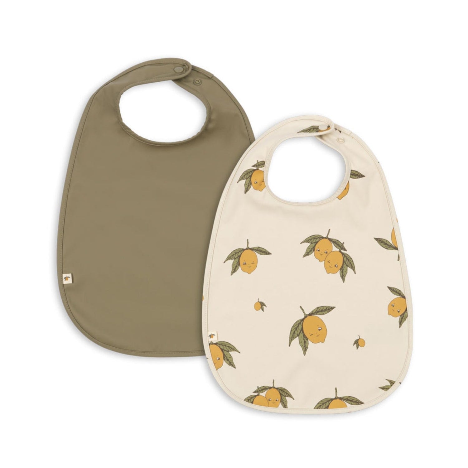 KONGES SLØJD Baby Dinner Bib Set of 2 - Waterproof Feeding Bibs for Toddlers, Sweet & Sour and Aloe Designs - Perfect for Mealtime, Daycare, and Travel
