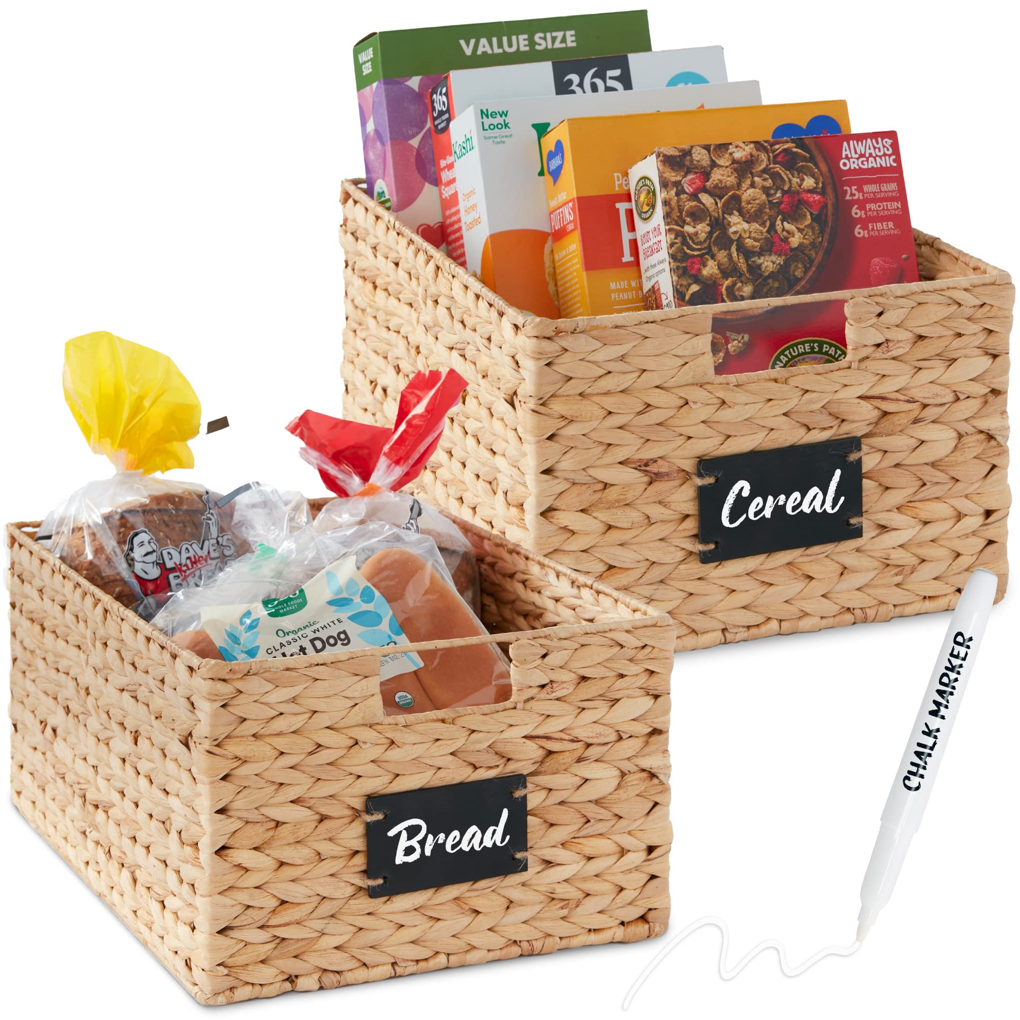 Best Woven Wicker Pantry Baskets Set - Natural Storage Organizers for Kitchen & Home