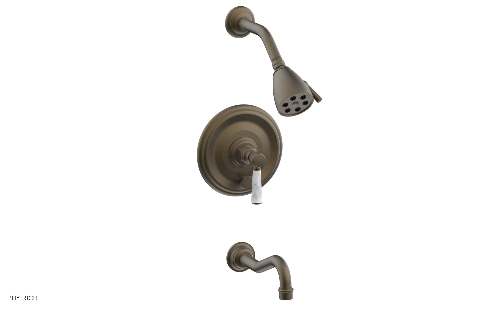 HENRI Pressure Balance Tub and Shower Faucet Set - White Marble Lever Handle 161 28 - Perfect for Modern Bathroom Renovations & Spa-Like Showers