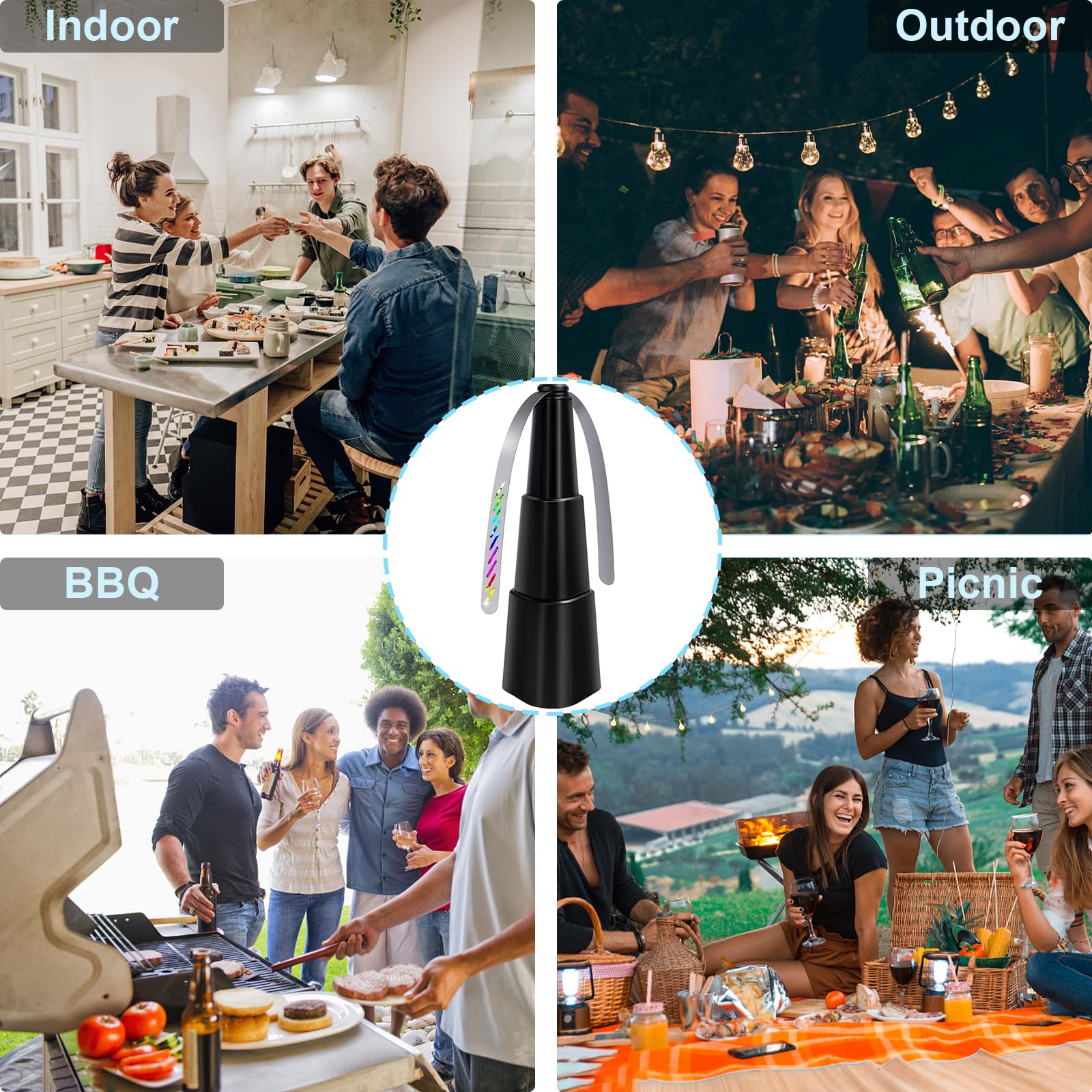 Stretchable Fly Fans 4 Pack - Portable Battery Powered Fan for Indoor & Outdoor Use - Perfect for Picnic, Party, Restaurant, Kitchen, BBQ & Home Cooling