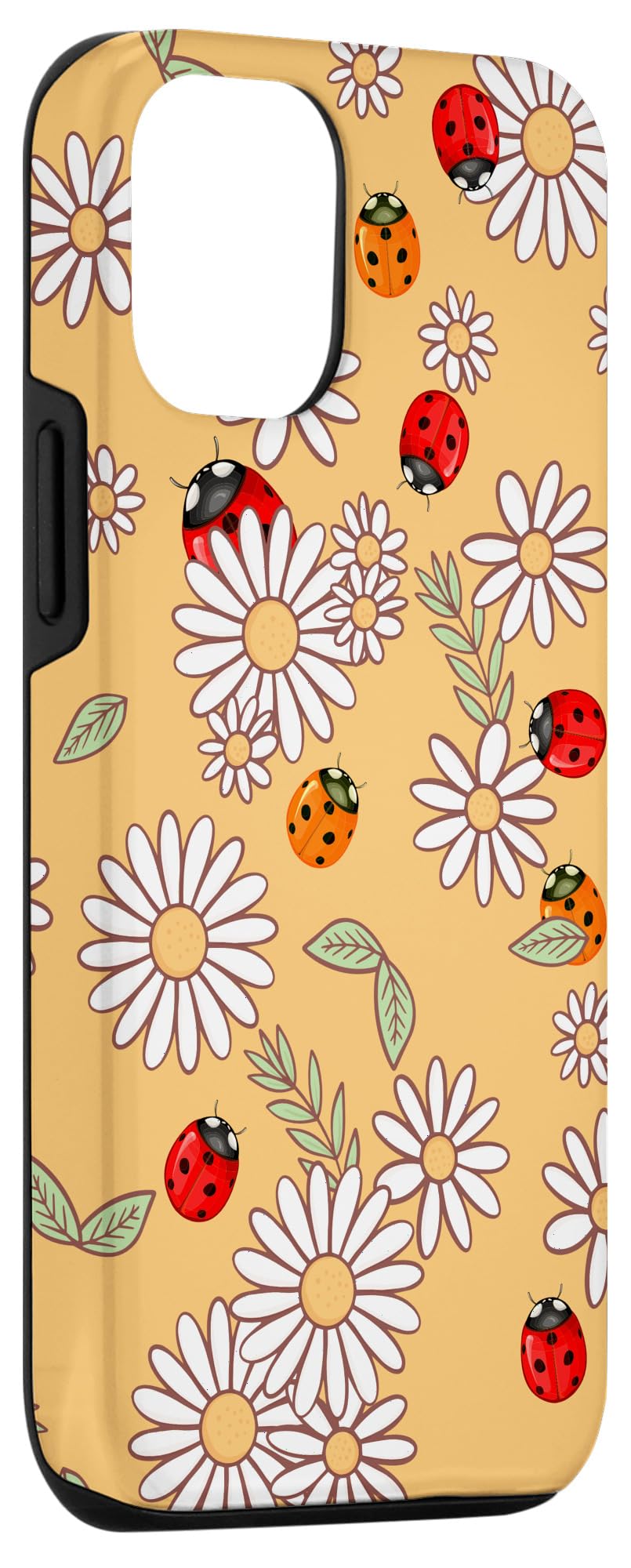 iPhone 12/12 Pro Floral Phone Case with Sweet Daisy Flowers & Cute Ladybug Design - Slim Protective Cover for Women, Girls | Perfect for Spring, Summer, Outdoor Activities & Daily Use