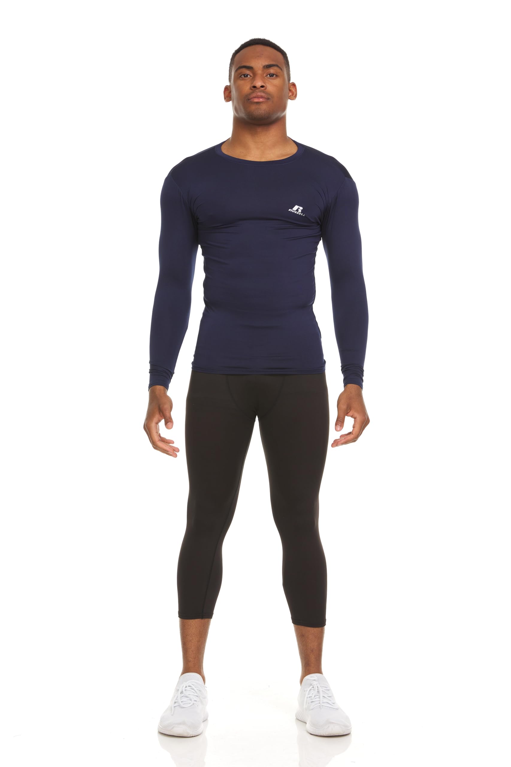 Russell Athletic Men's Long-Sleeve Compression Shirt - Lightweight Moisture-Wicking Workout Top for Running, Gym & Training - Performance Baselayer for Athletes & Active Lifestyles