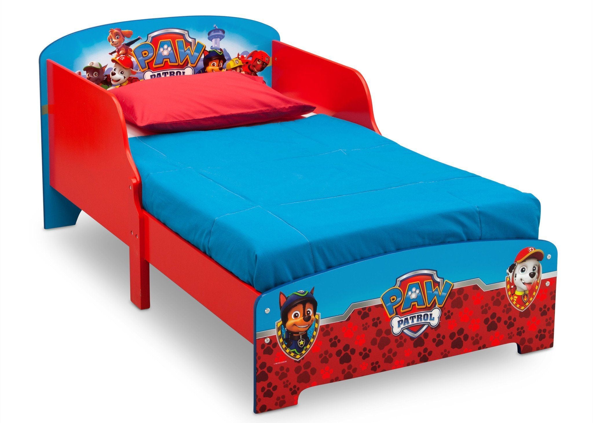 PAW Patrol Wood Toddler Bed - Kids Themed Bed Frame for Boys & Girls - Perfect for Nursery, Bedroom Decor and Toddler Sleep Safety