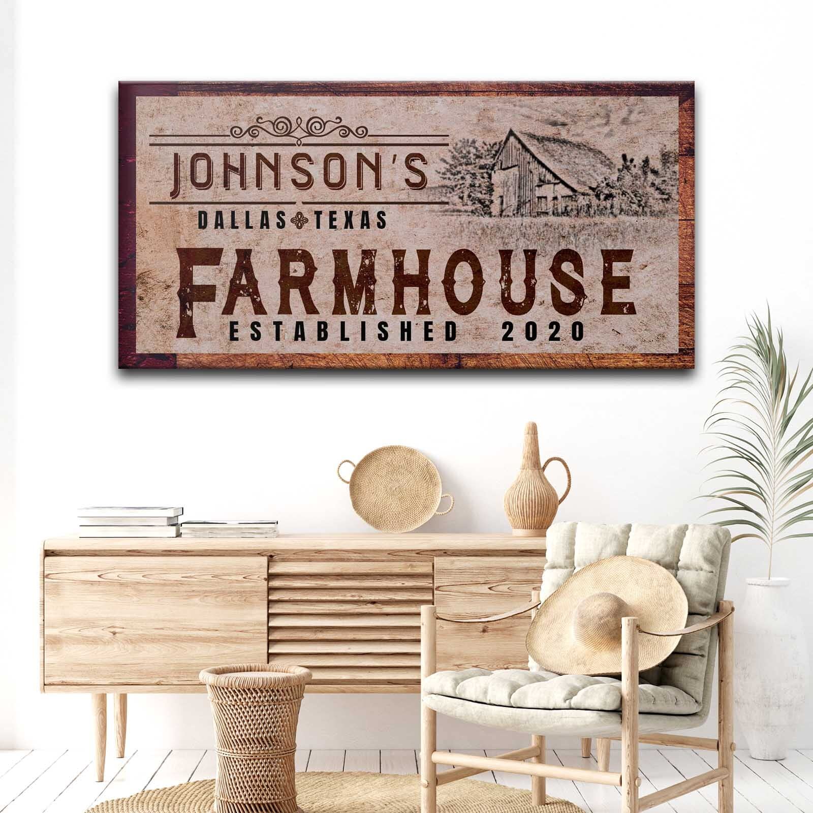 Farmhouse Canvas Wall Art - Large 60x30 Inch Rustic Wood Print Sign with Border for Home, Living Room, Office Decor | Personalized Country Style Home Décor | Perfect for Entryway, Mantel & Farmhouse Style Interiors