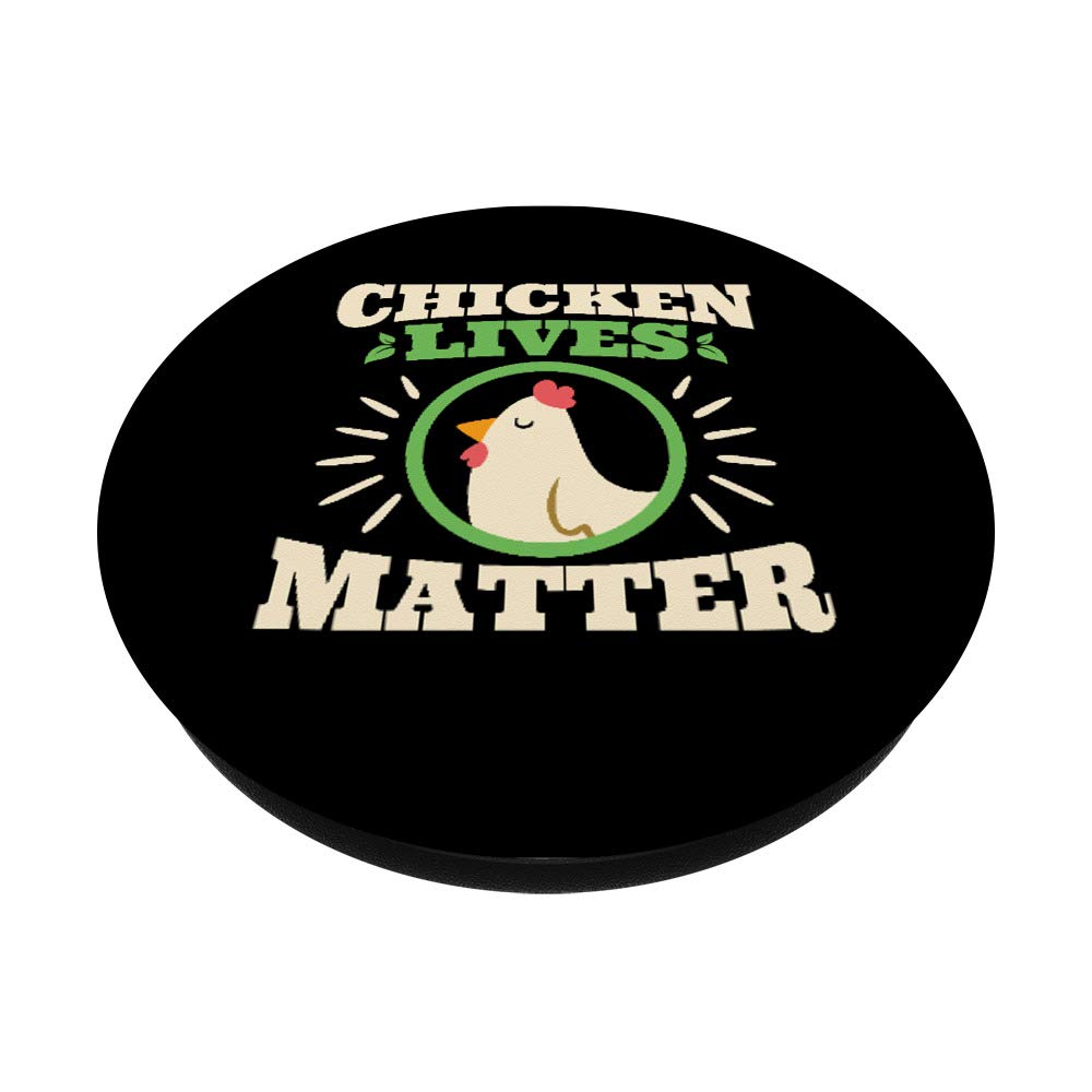 Funny Vegan Animal Lover 'Chicken Lives Matter' PopSockets Phone Grip & Stand - Perfect for Vegetarians, iPhone & Tablet Users (Kitchen, Office, Travel Use)